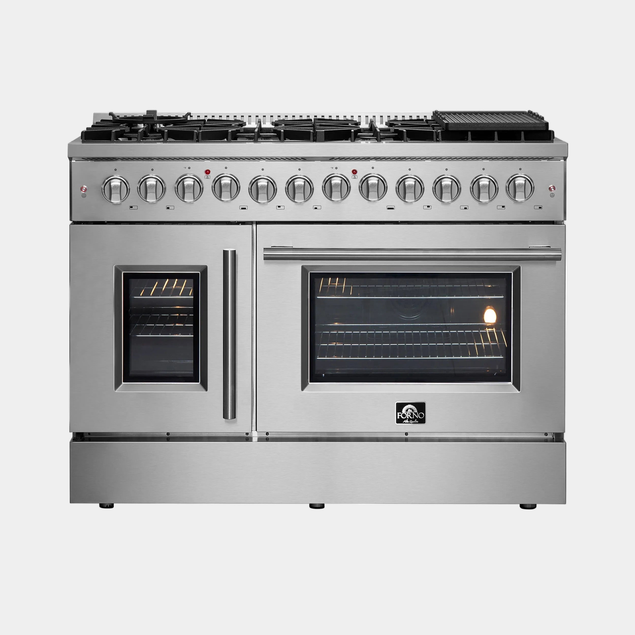 Forno Galiano 48 in. 6.58 cu. ft. 8-Burner Stainless Steel French Door Dual Fuel Range | FFSGS6356-48
