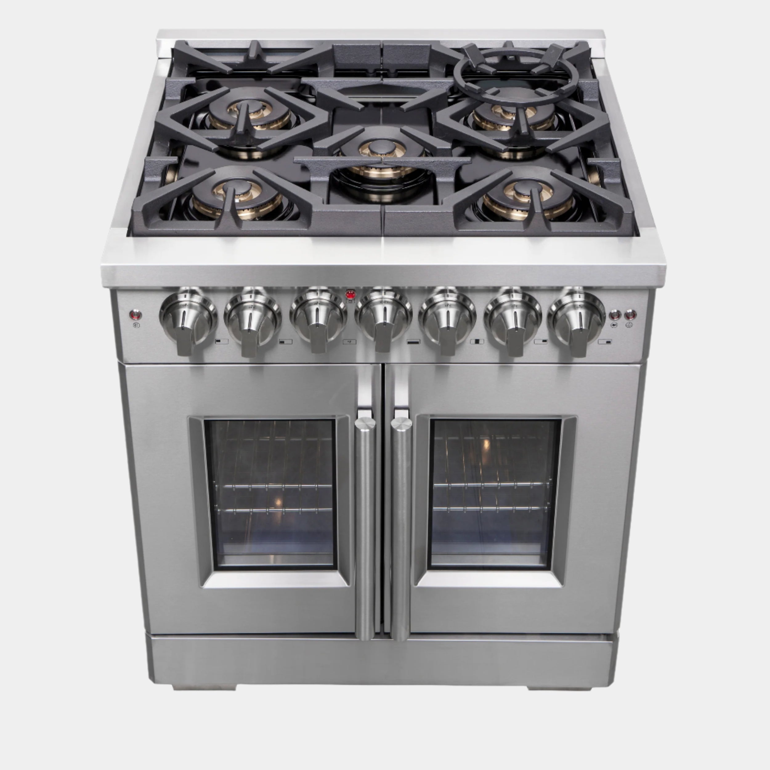 Forno Capriasca 30 in. 4.32 cu. ft. 5-Burner Stainless Steel French Door Dual Fuel Range with Brass Burners | FFSGS6387-30