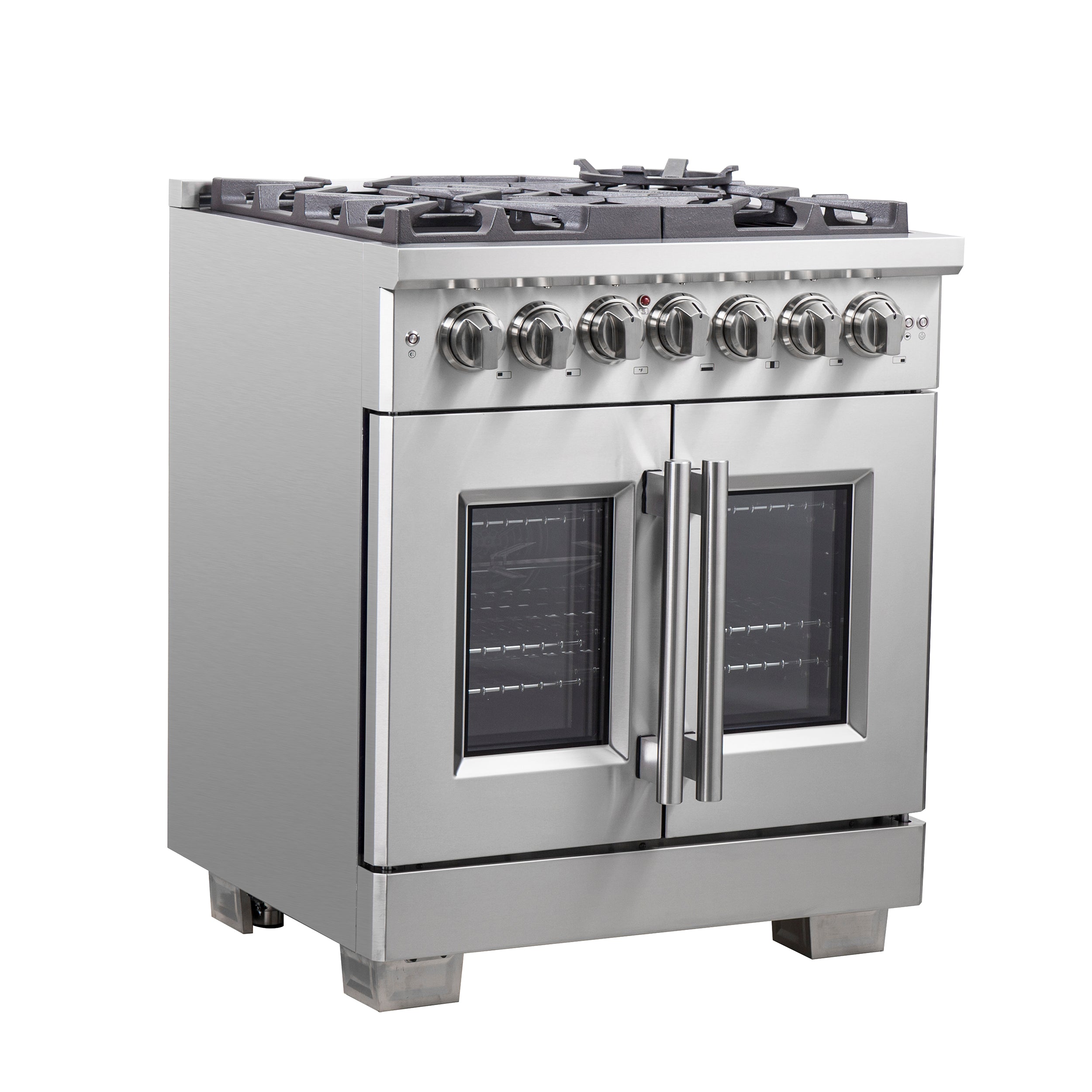 Forno Capriasca 30 in. 4.32 cu. ft. 5-Burner Stainless Steel French Door Dual Fuel Range with Brass Burners | FFSGS6387-30