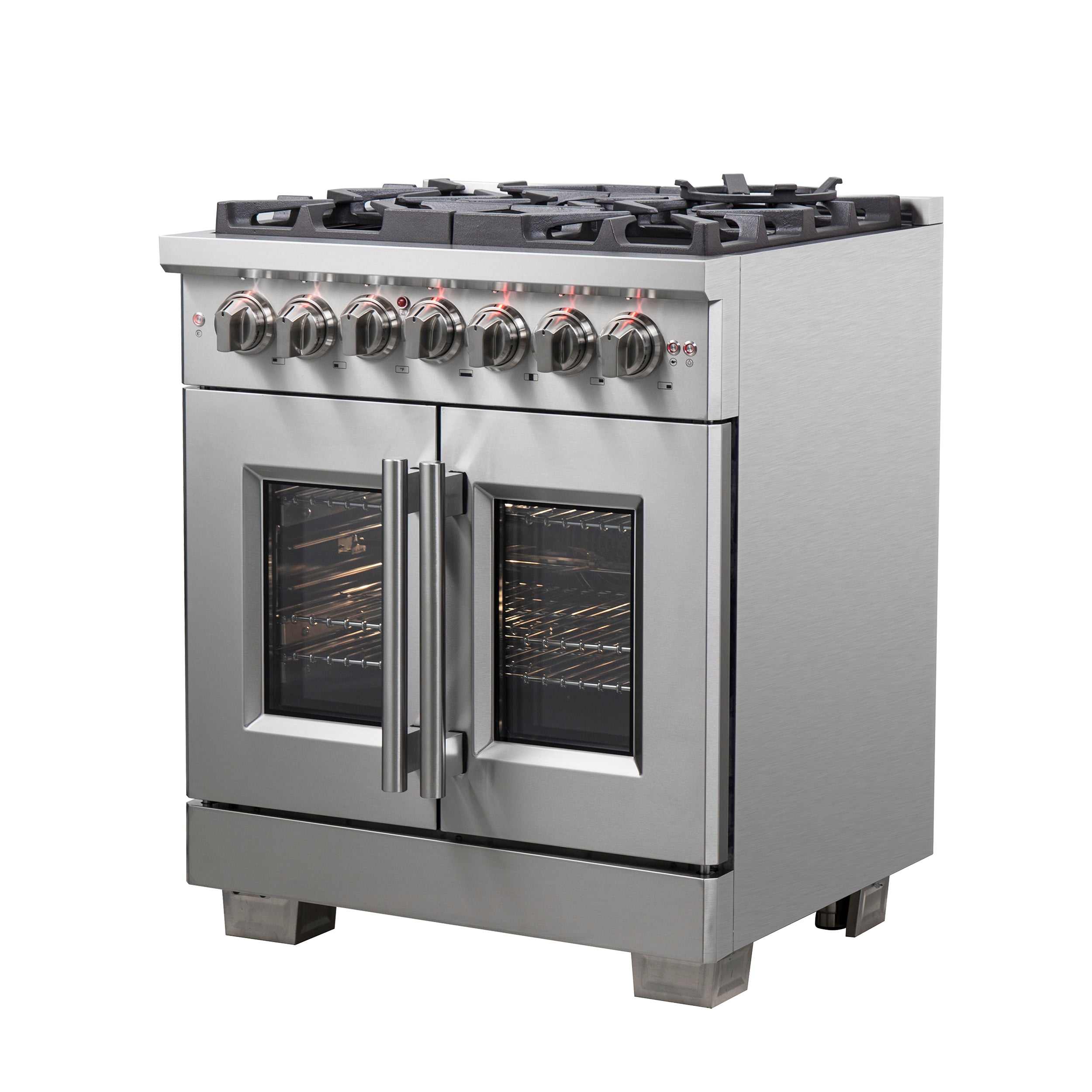 Forno Capriasca 30 in. 4.32 cu. ft. 5-Burner Stainless Steel French Door Dual Fuel Range with Brass Burners | FFSGS6387-30