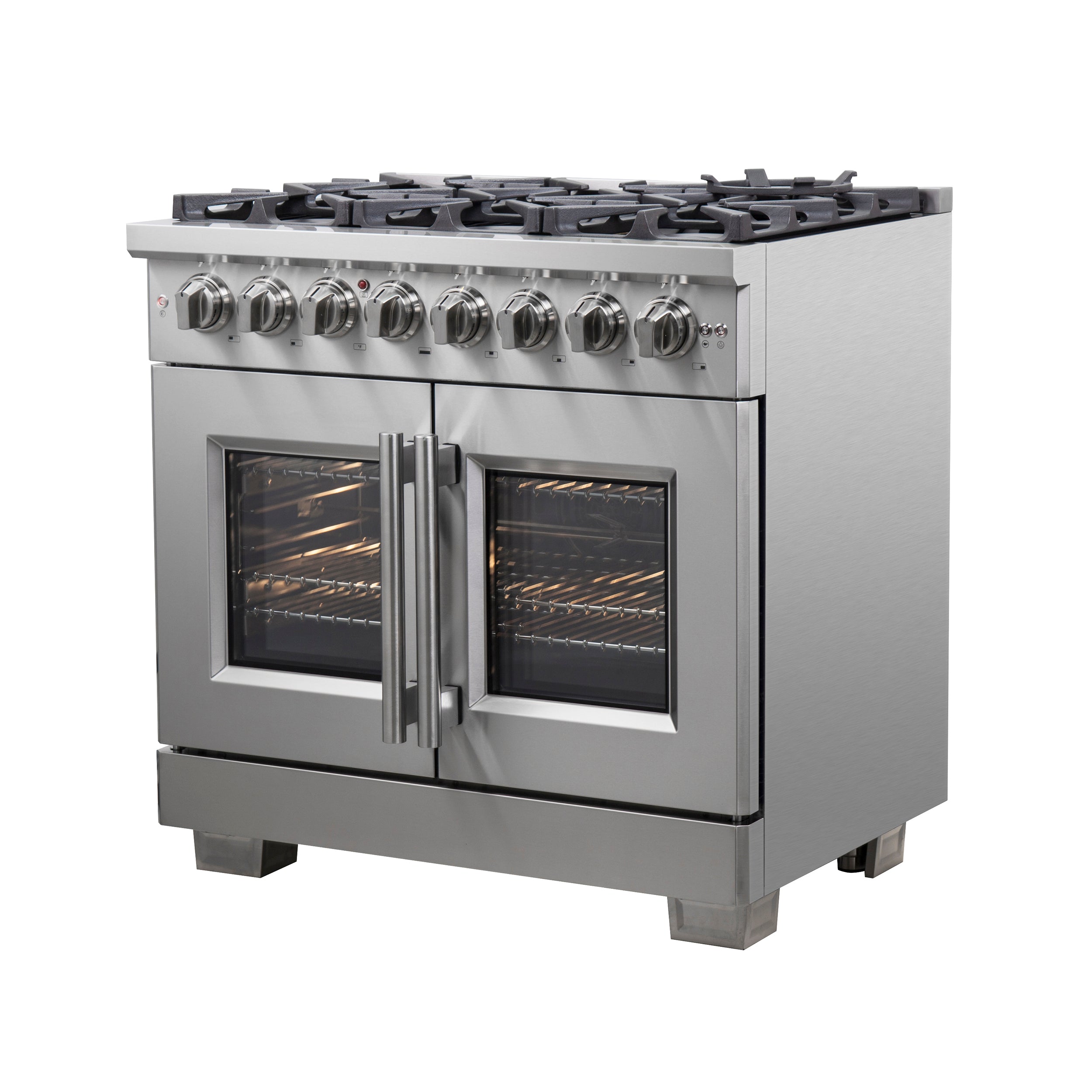Forno Capriasca 36 in. 5.36 cu. ft. 6-Burner Stainless Steel French Door Dual Fuel Range with Brass Burners | FFSGS6387-36