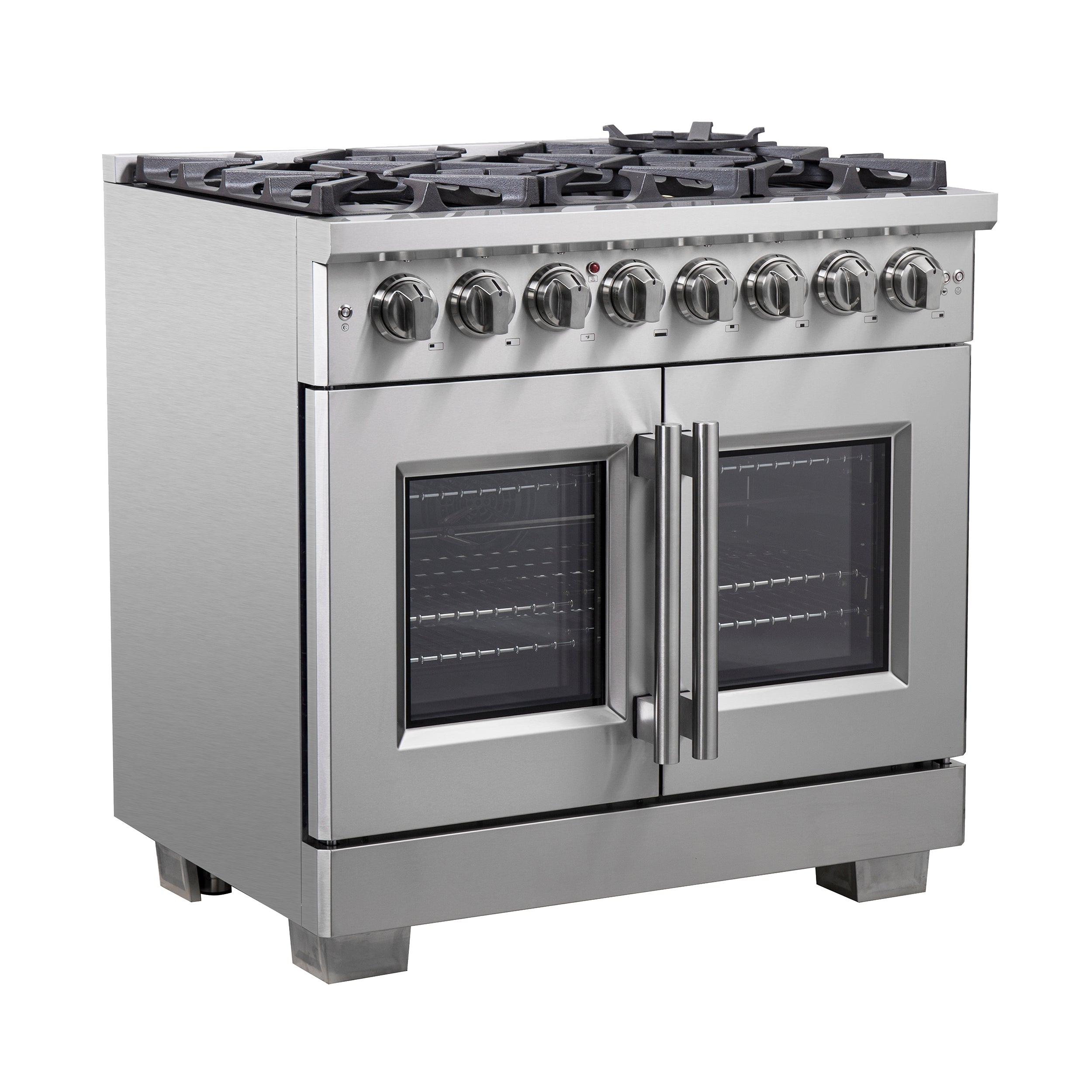 Forno Capriasca 36 in. 5.36 cu. ft. 6-Burner Stainless Steel French Door Dual Fuel Range with Brass Burners | FFSGS6387-36