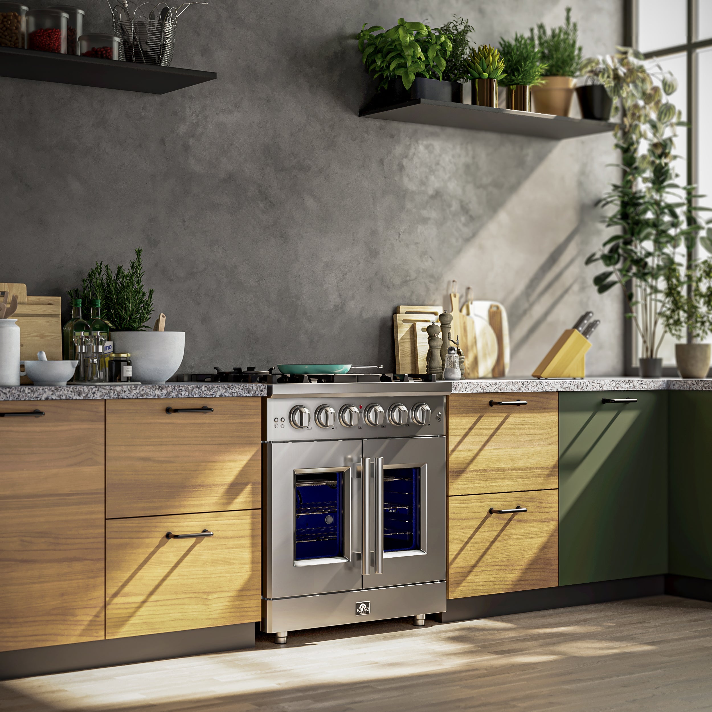 Forno Massimo 30 in. 4.32 cu. ft. 5-Burner Stainless Steel French Door Gas Range | FFSGS6439-30