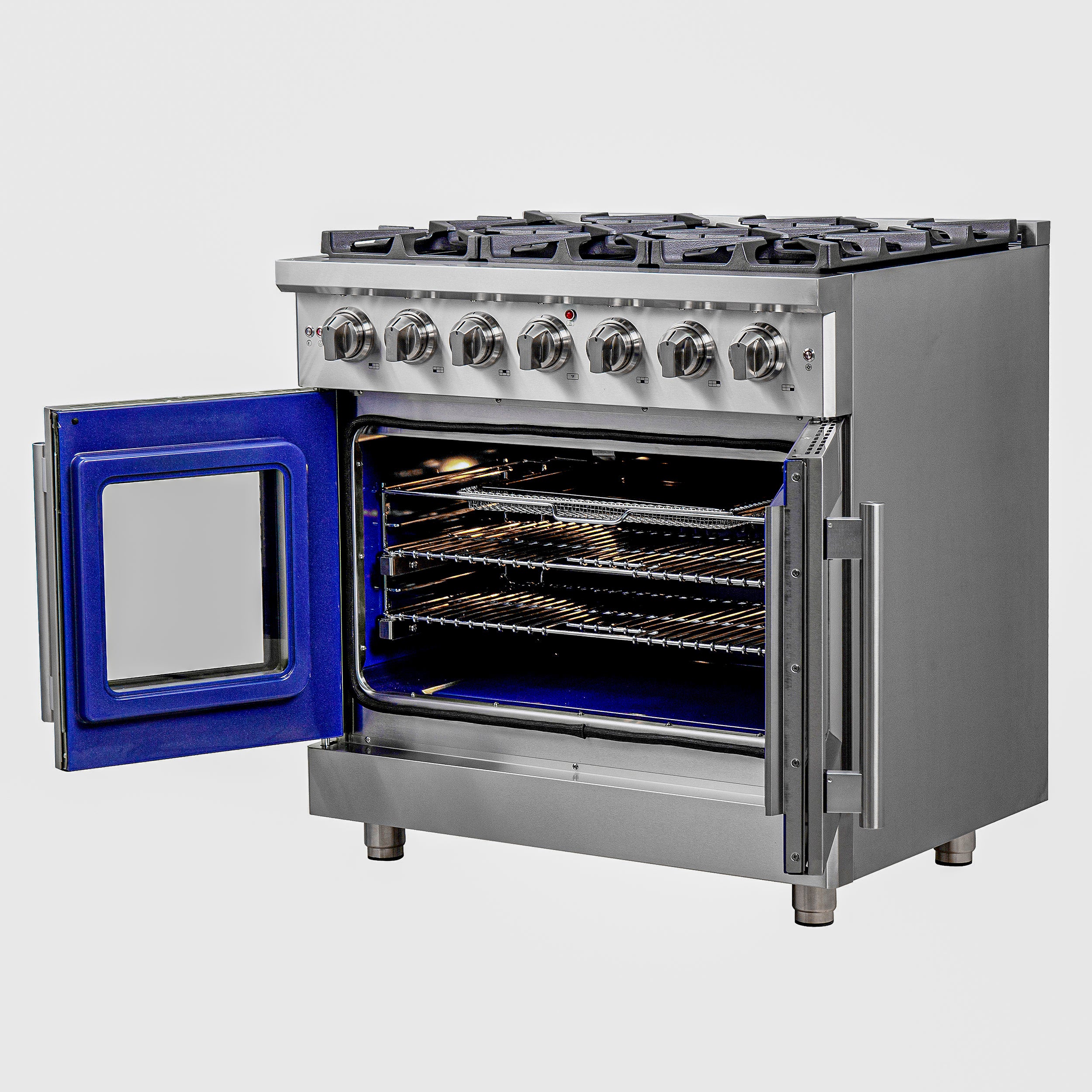 Forno Massimo 36 in. 5.36 cu. ft. 6-Burner Stainless Steel French Door Gas Range | FFSGS6439-36
