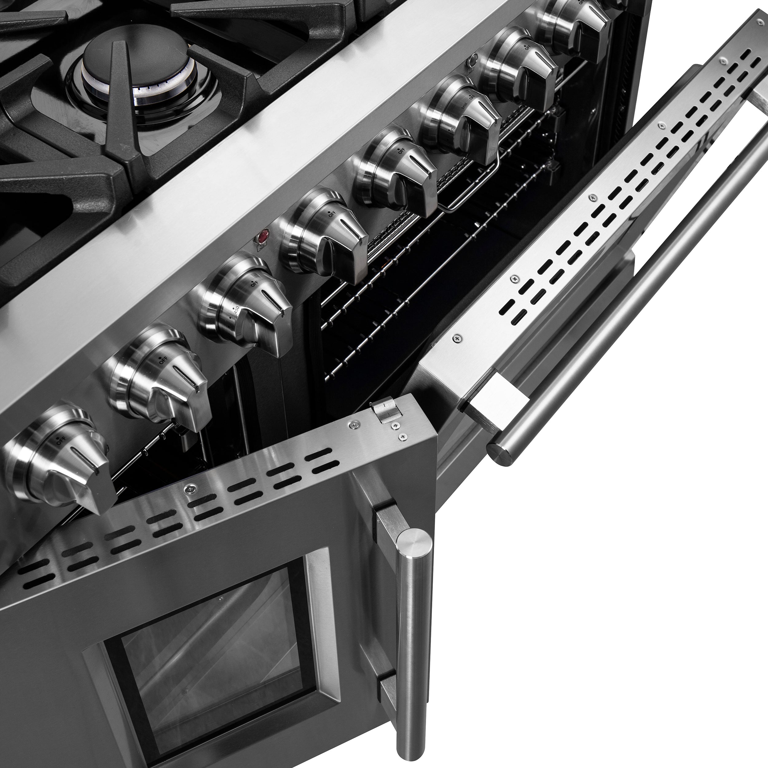 Forno Massimo 48 in. 6.58 cu. ft. 8-Burner Stainless Steel French Door Gas Range with Brass Burners | FFSGS6439-48