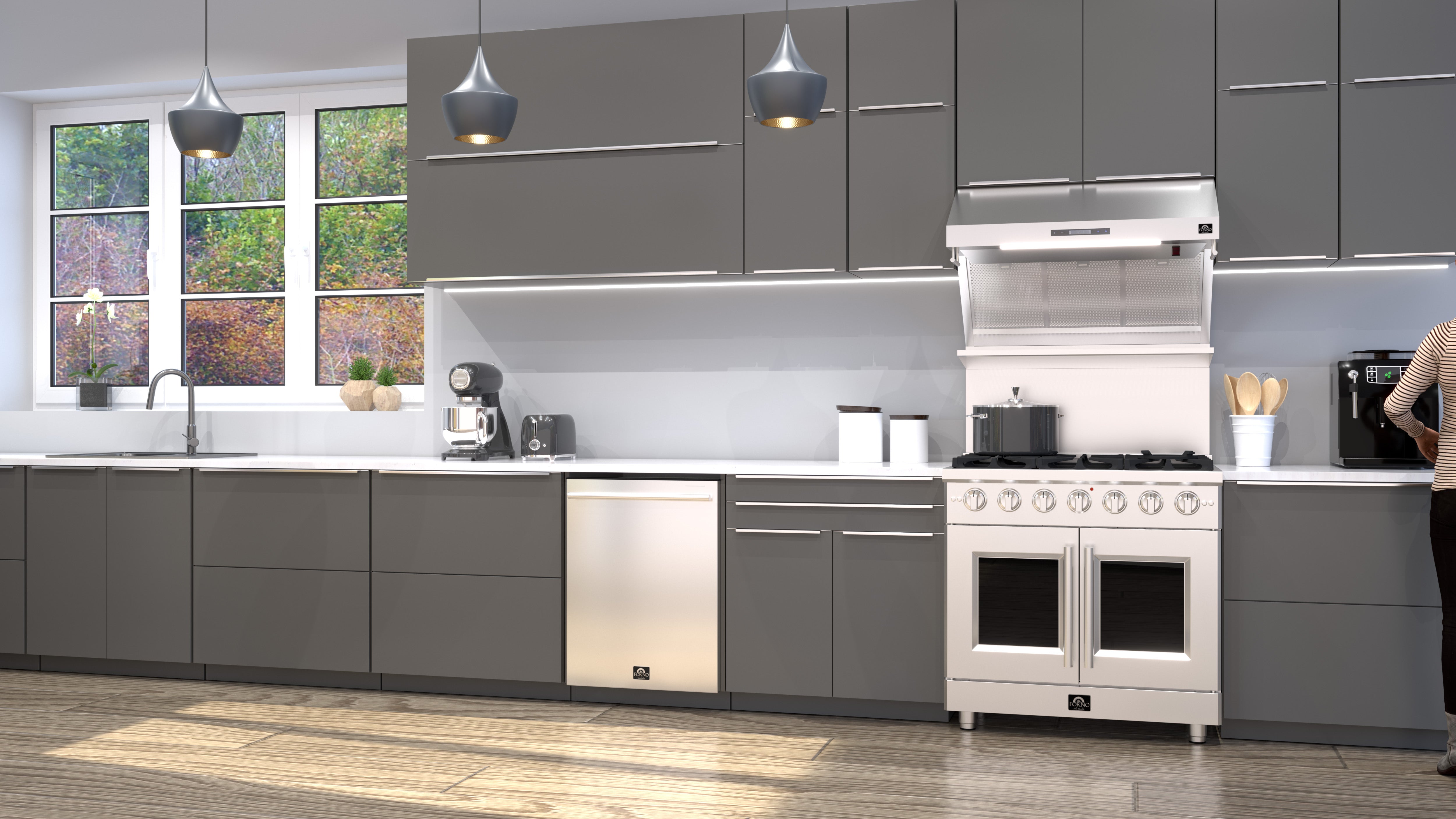 Forno Galiano 36 in. 5.26 cu. ft. 6-Burner Stainless Steel French Door Gas Range | FFSGS6444-36