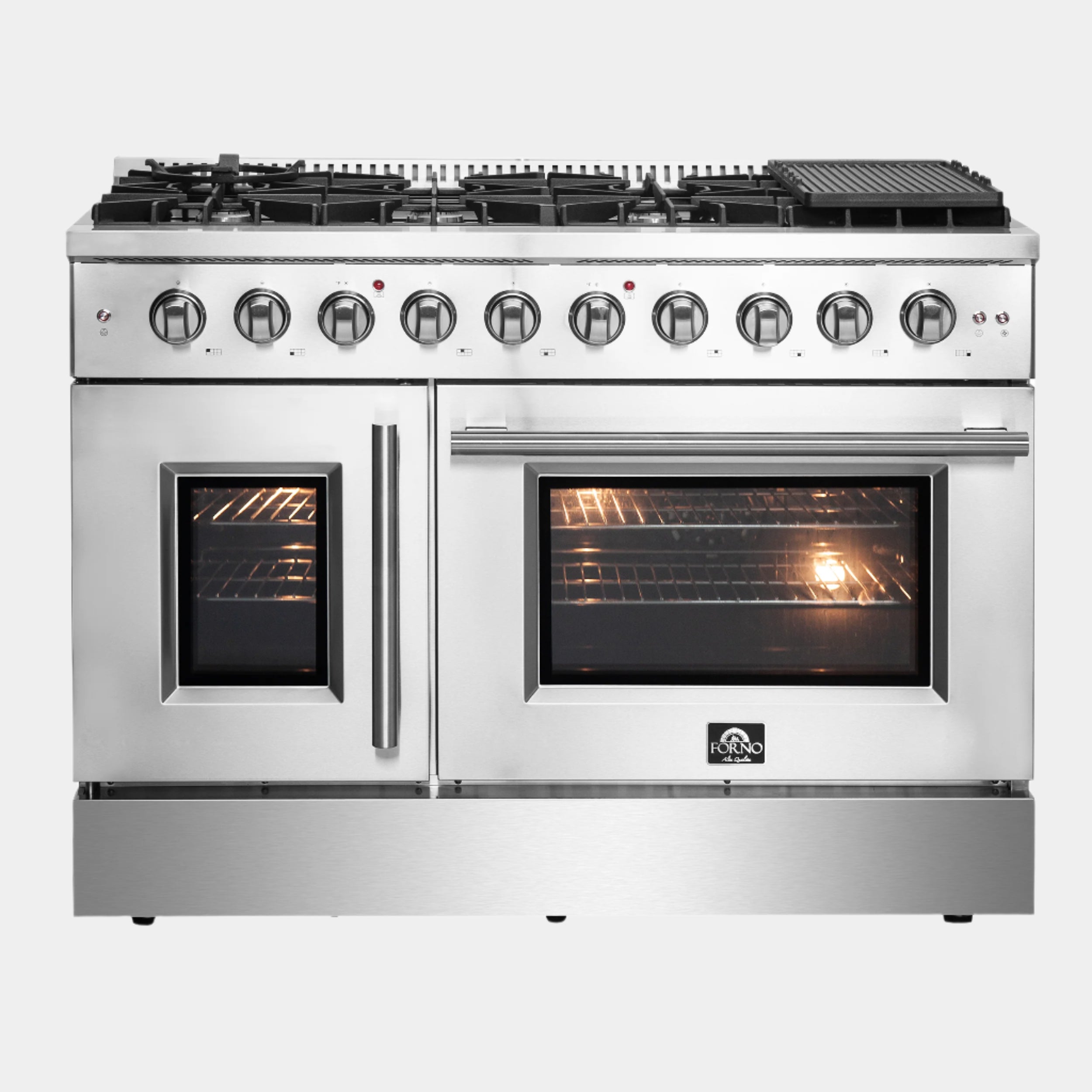 Forno Galiano 48 in. 6.58 cu. ft. 8-Burner Stainless Steel French Door Gas Range | FFSGS6444-48