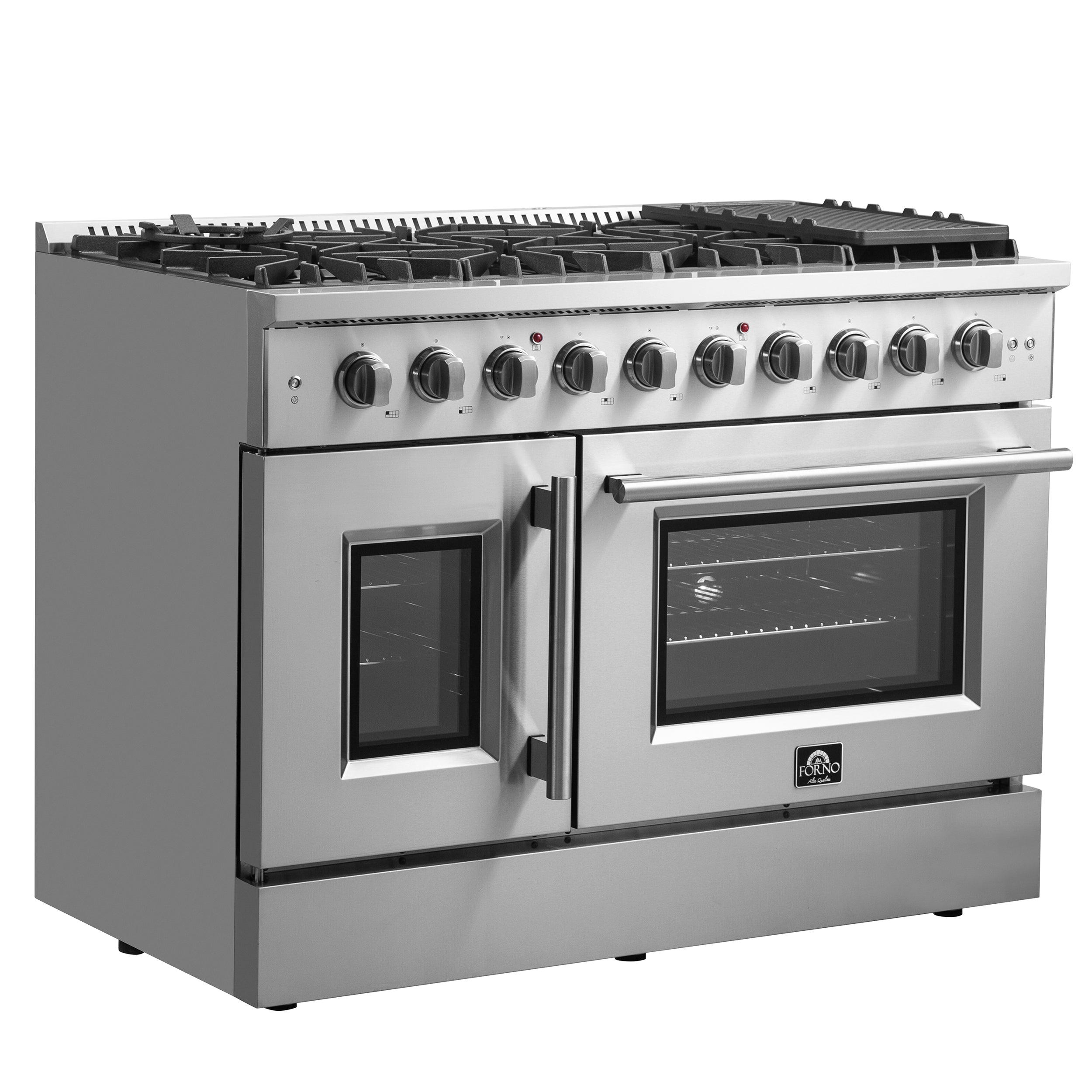 Forno Galiano 48 in. 6.58 cu. ft. 8-Burner Stainless Steel French Door Gas Range | FFSGS6444-48