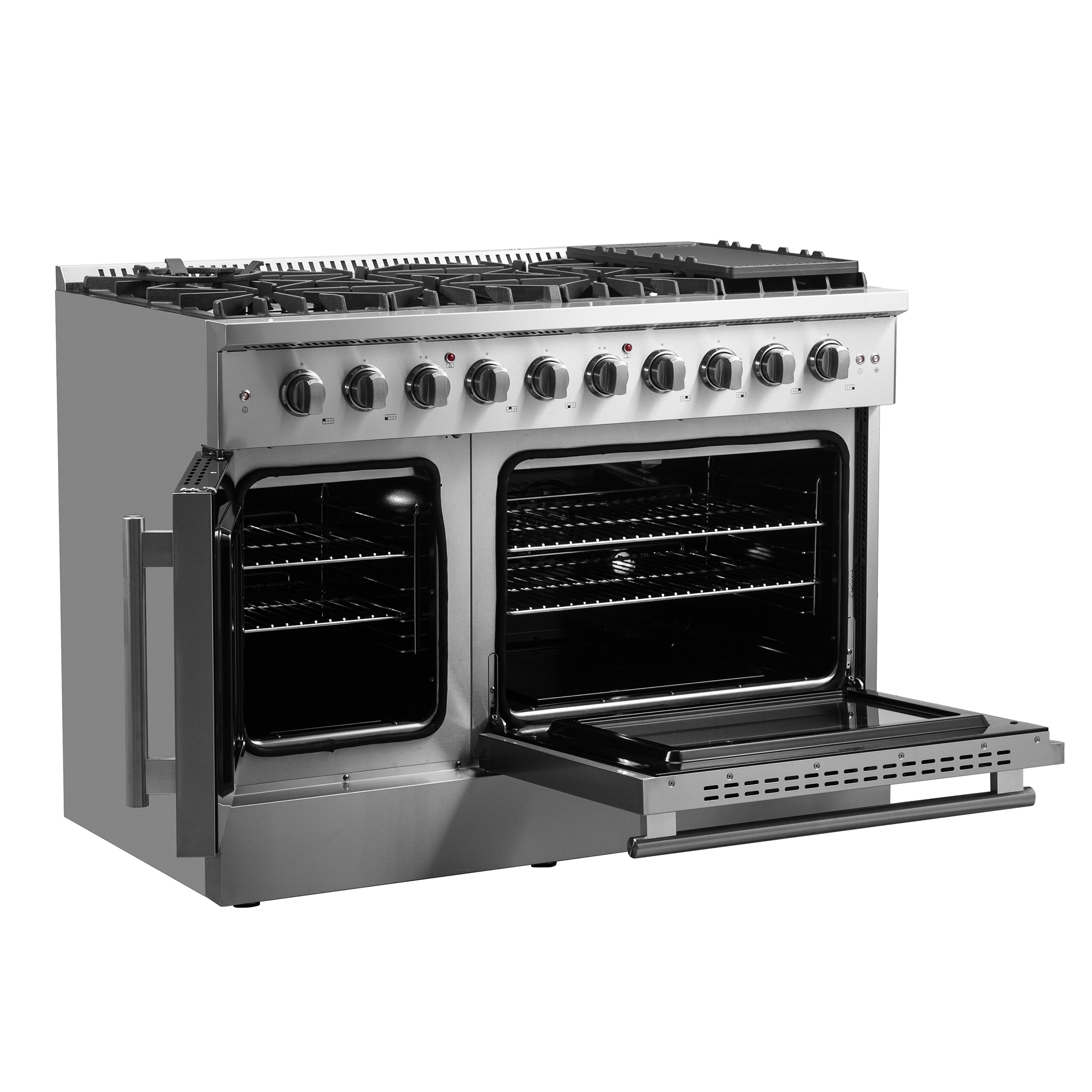 Forno Galiano 48 in. 6.58 cu. ft. 8-Burner Stainless Steel French Door Gas Range | FFSGS6444-48