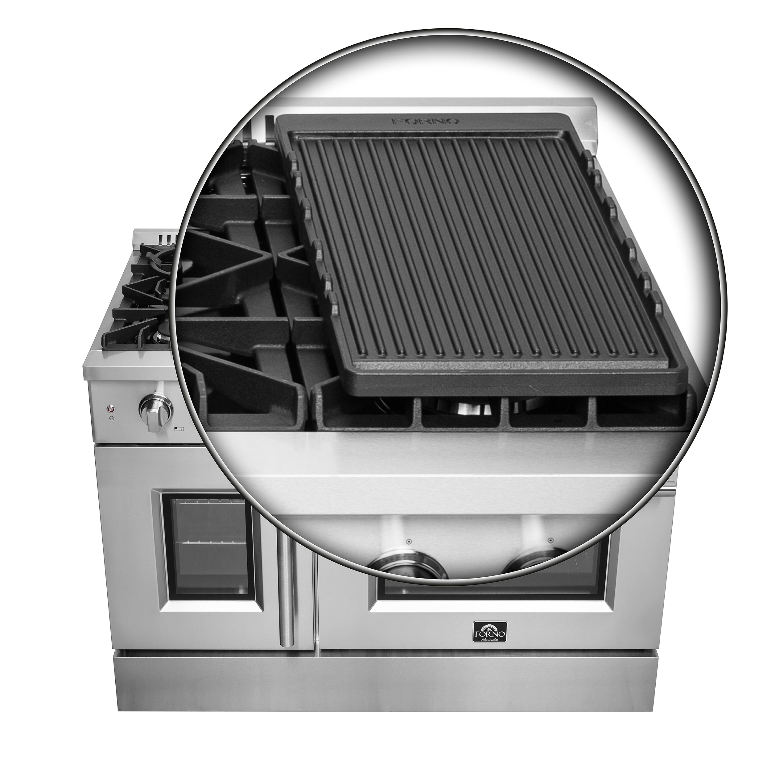 Forno Galiano 48 in. 6.58 cu. ft. 8-Burner Stainless Steel French Door Gas Range | FFSGS6444-48
