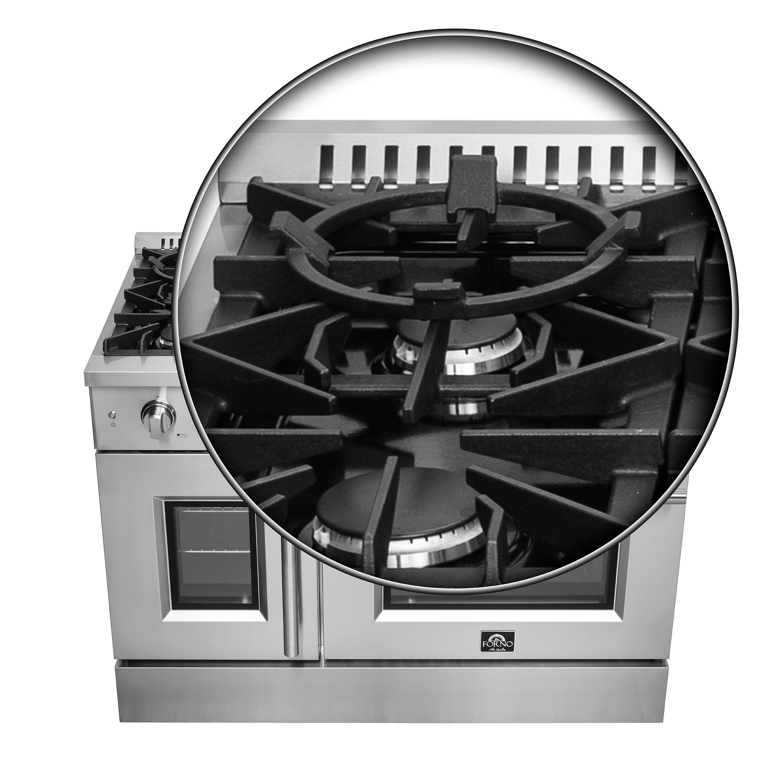 Forno Galiano 48 in. 6.58 cu. ft. 8-Burner Stainless Steel French Door Gas Range | FFSGS6444-48