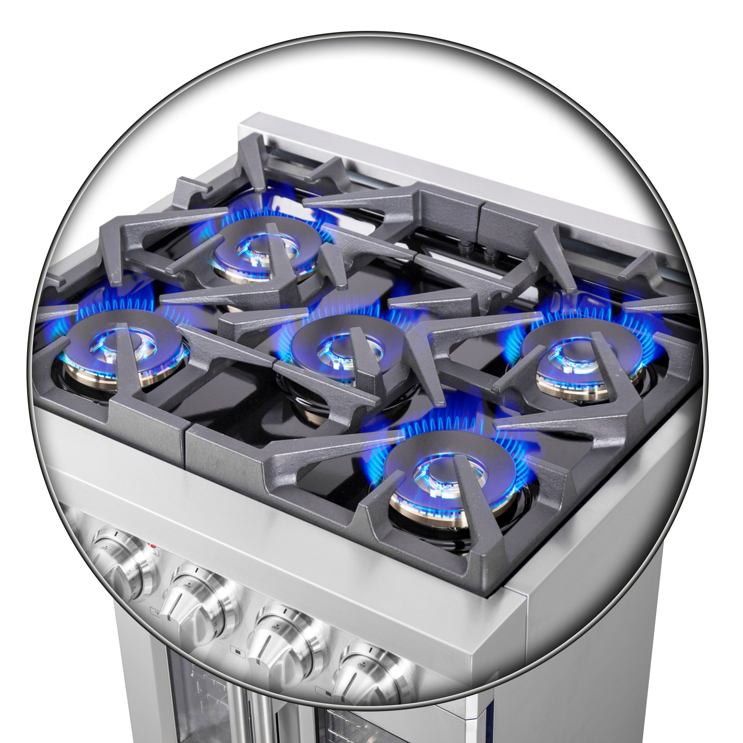 Forno Capriasca 30 in. 4.32 cu. ft. 5-Burner Stainless Steel French Door Gas Range with Brass Burners | FFSGS6460-30