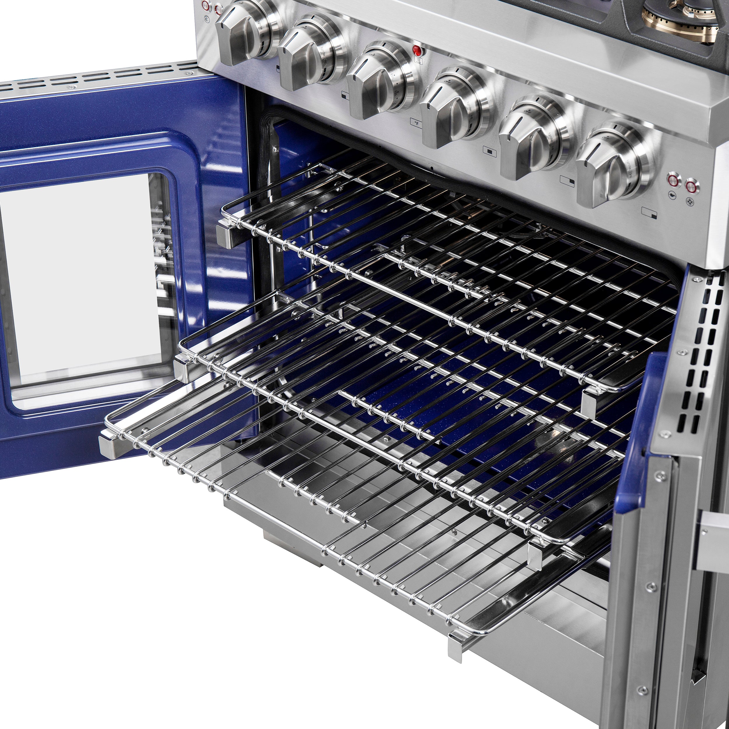 Forno Capriasca 30 in. 4.32 cu. ft. 5-Burner Stainless Steel French Door Gas Range with Brass Burners | FFSGS6460-30