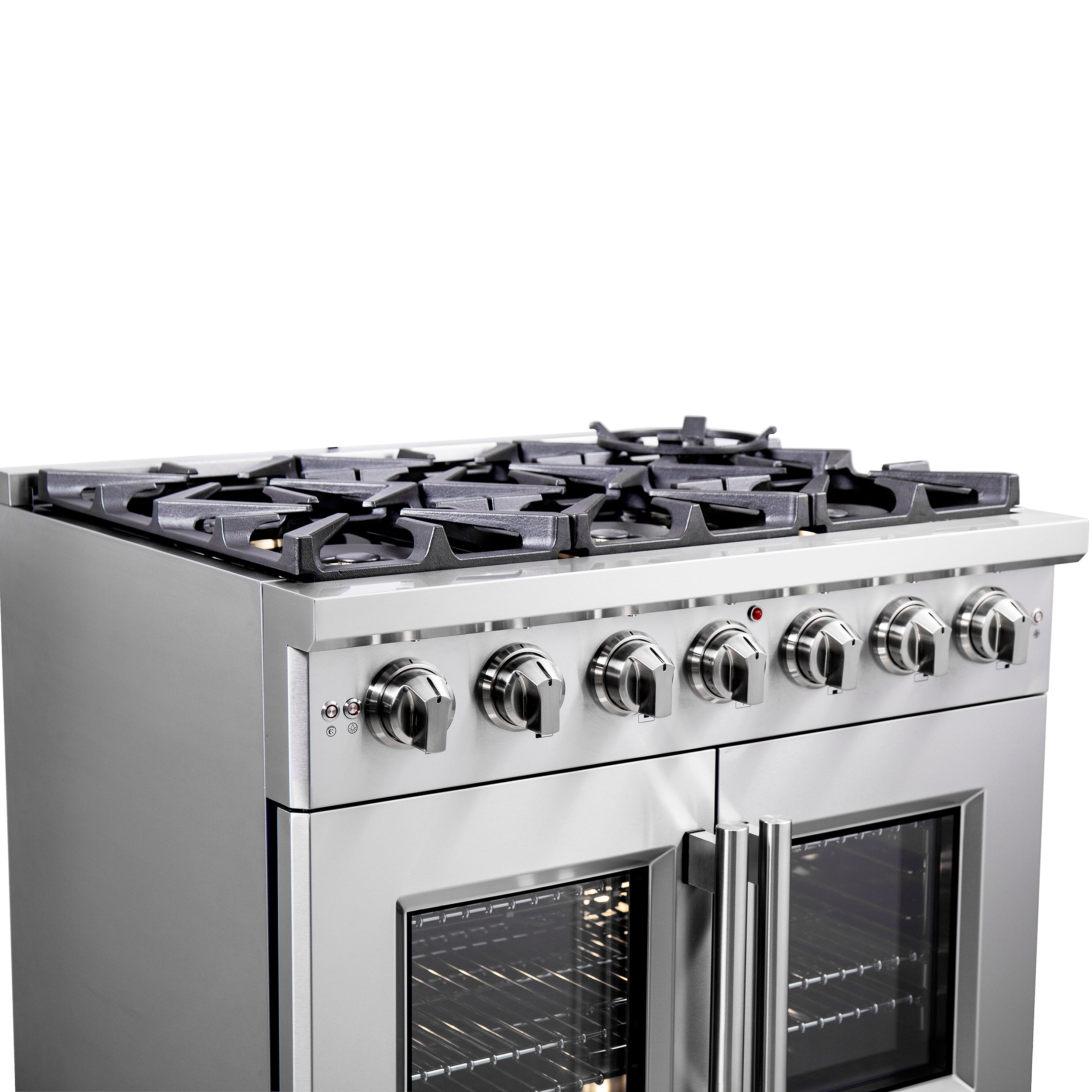 Forno Capriasca 36 in. 5.36 cu. ft. 6-Burner Stainless Steel French Door Gas Range with Brass Burners | FFSGS6460-36