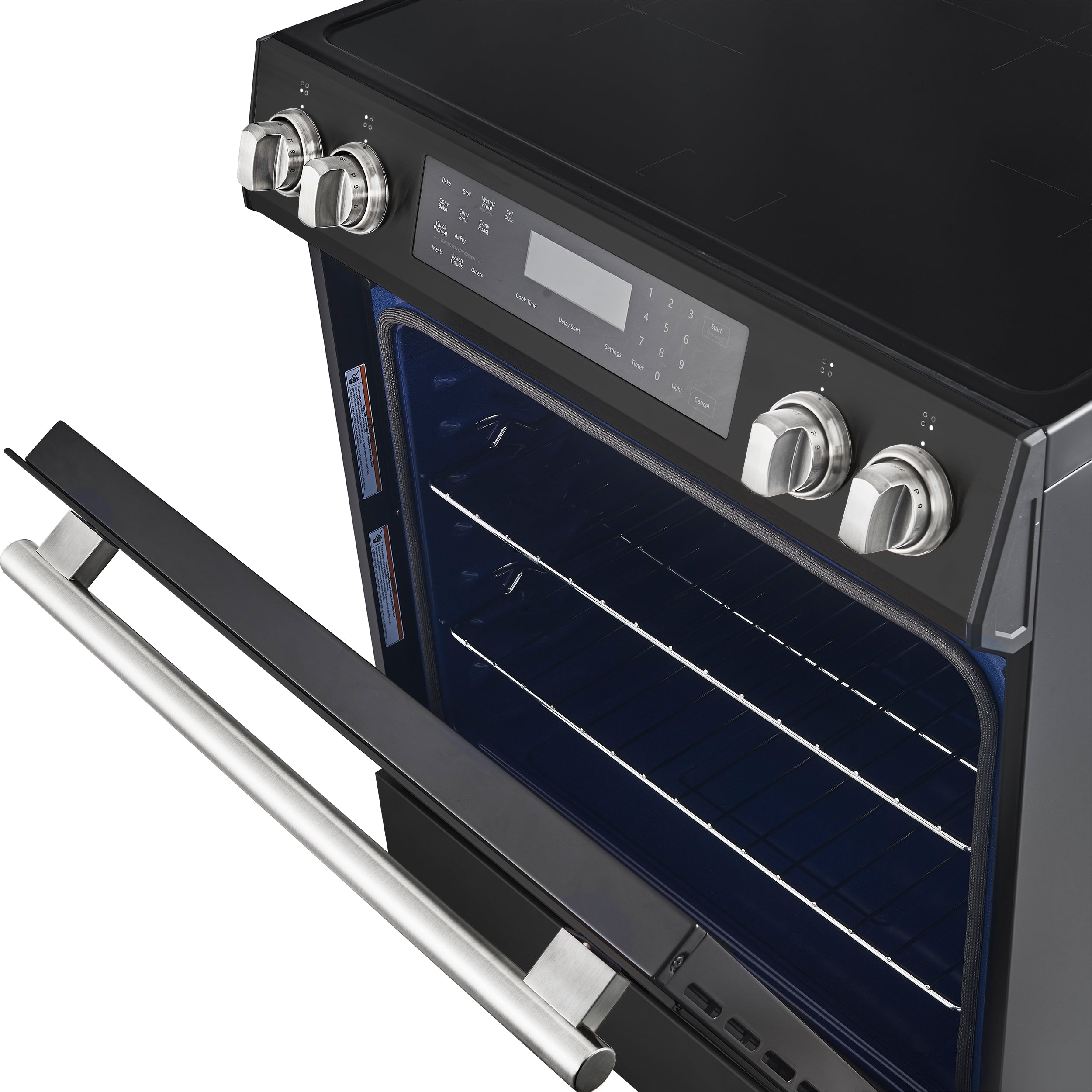 Forno Espresso Donatello 30 in. 5 cu. ft. 4-Burner Black Induction Range with Antique Brass Accents | FFSIN0905-30BLK