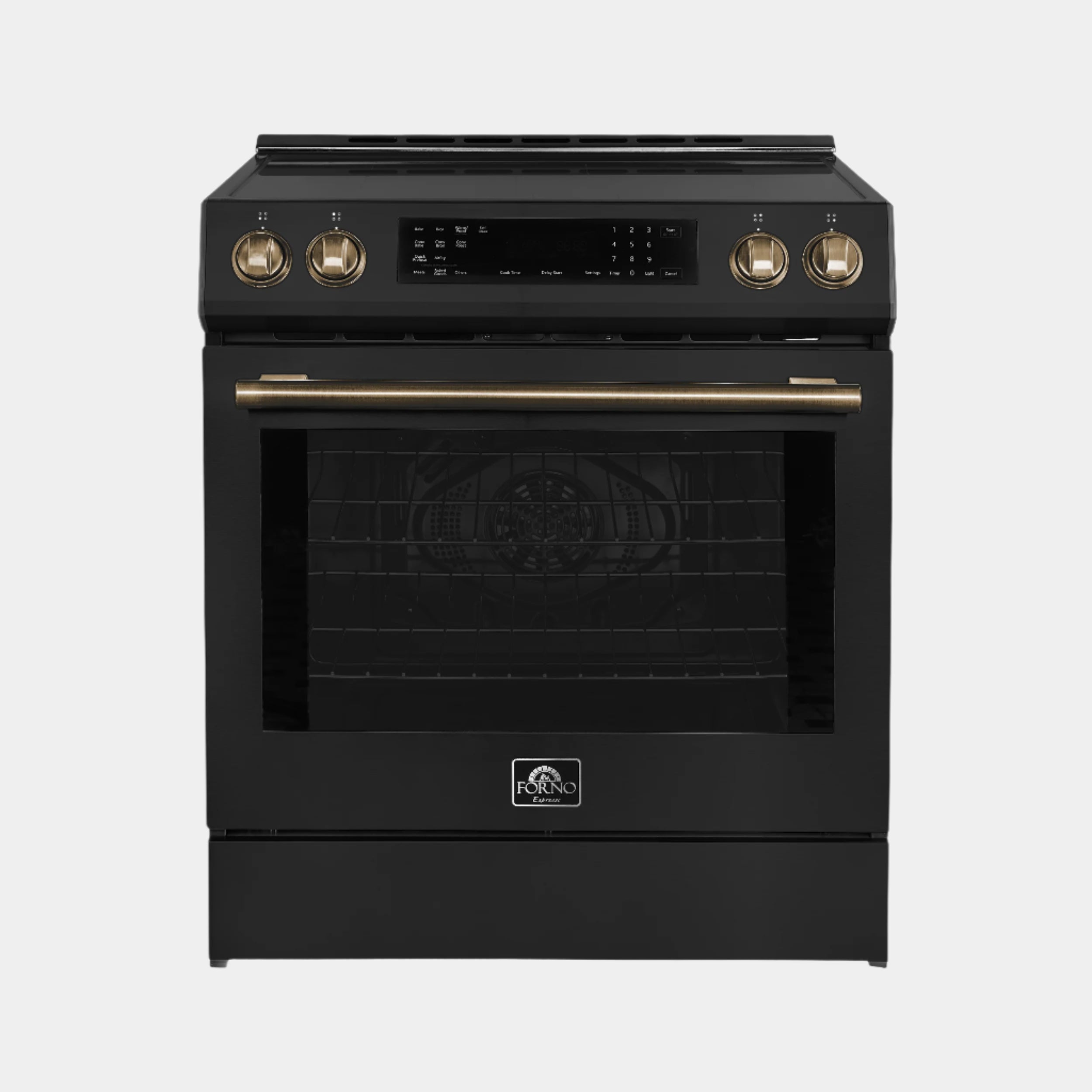 Forno Espresso Donatello 30 in. 5 cu. ft. 4-Burner Black Induction Range with Antique Brass Accents | FFSIN0905-30BLK