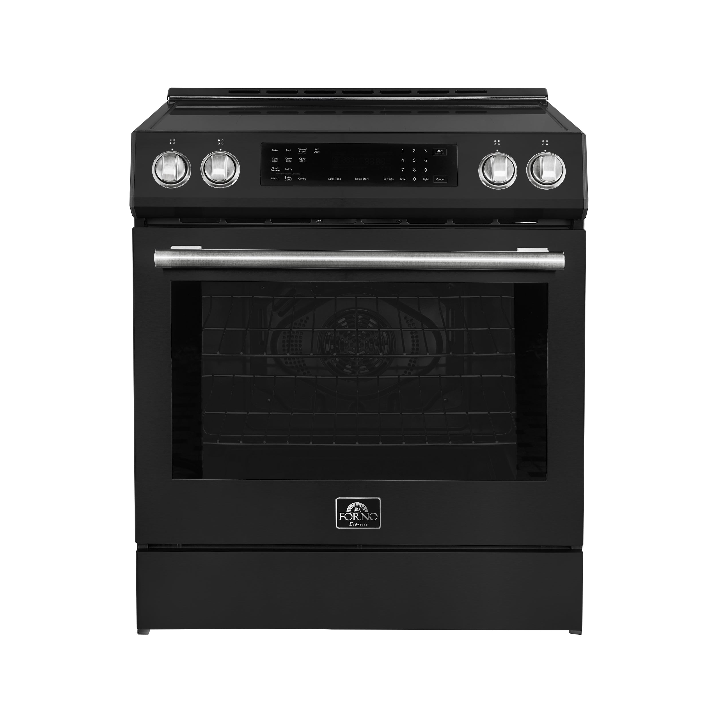 Forno Espresso Donatello 30 in. 5 cu. ft. 4-Burner Black Induction Range with Antique Brass Accents | FFSIN0905-30BLK