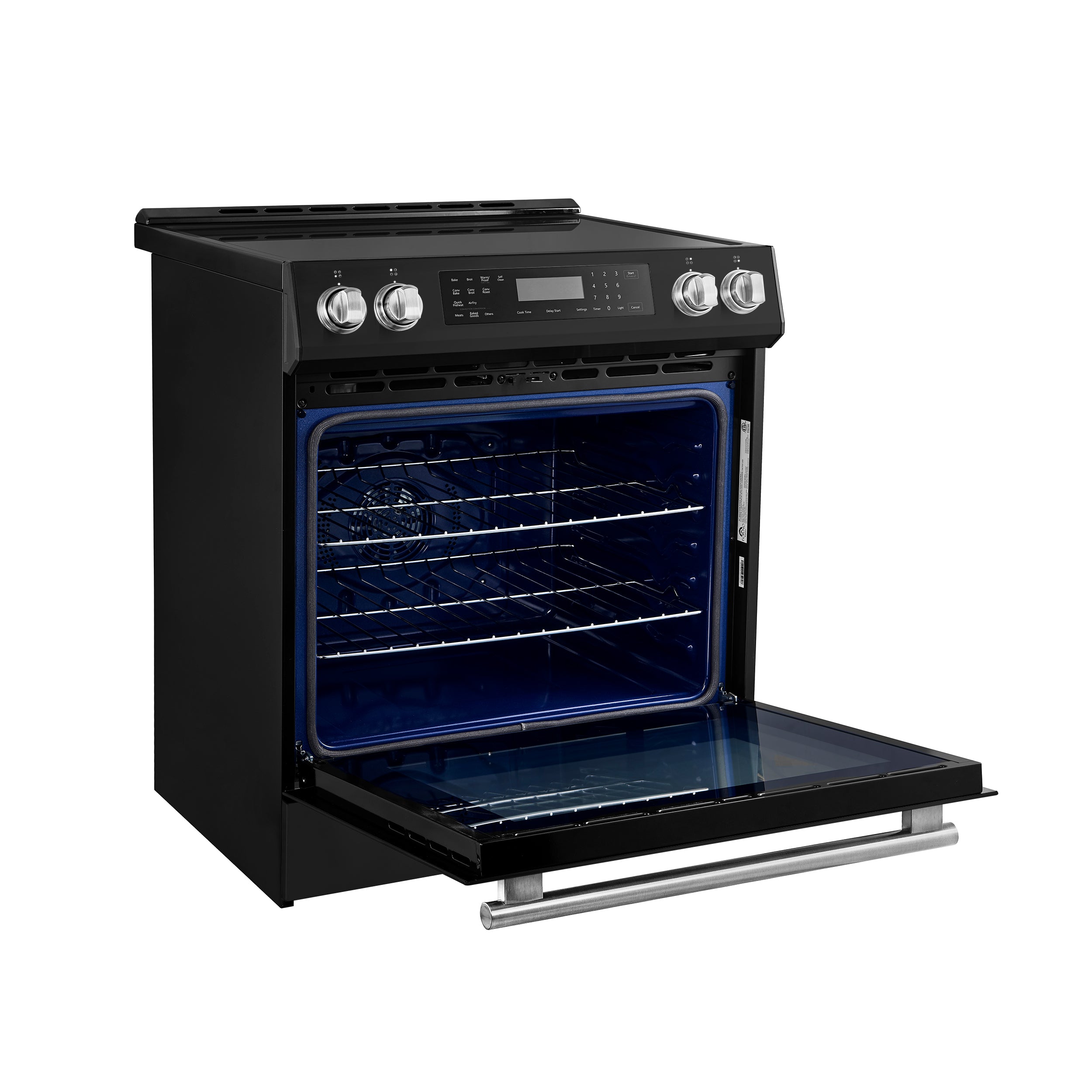 Forno Espresso Donatello 30 in. 5 cu. ft. 4-Burner Black Induction Range with Antique Brass Accents | FFSIN0905-30BLK