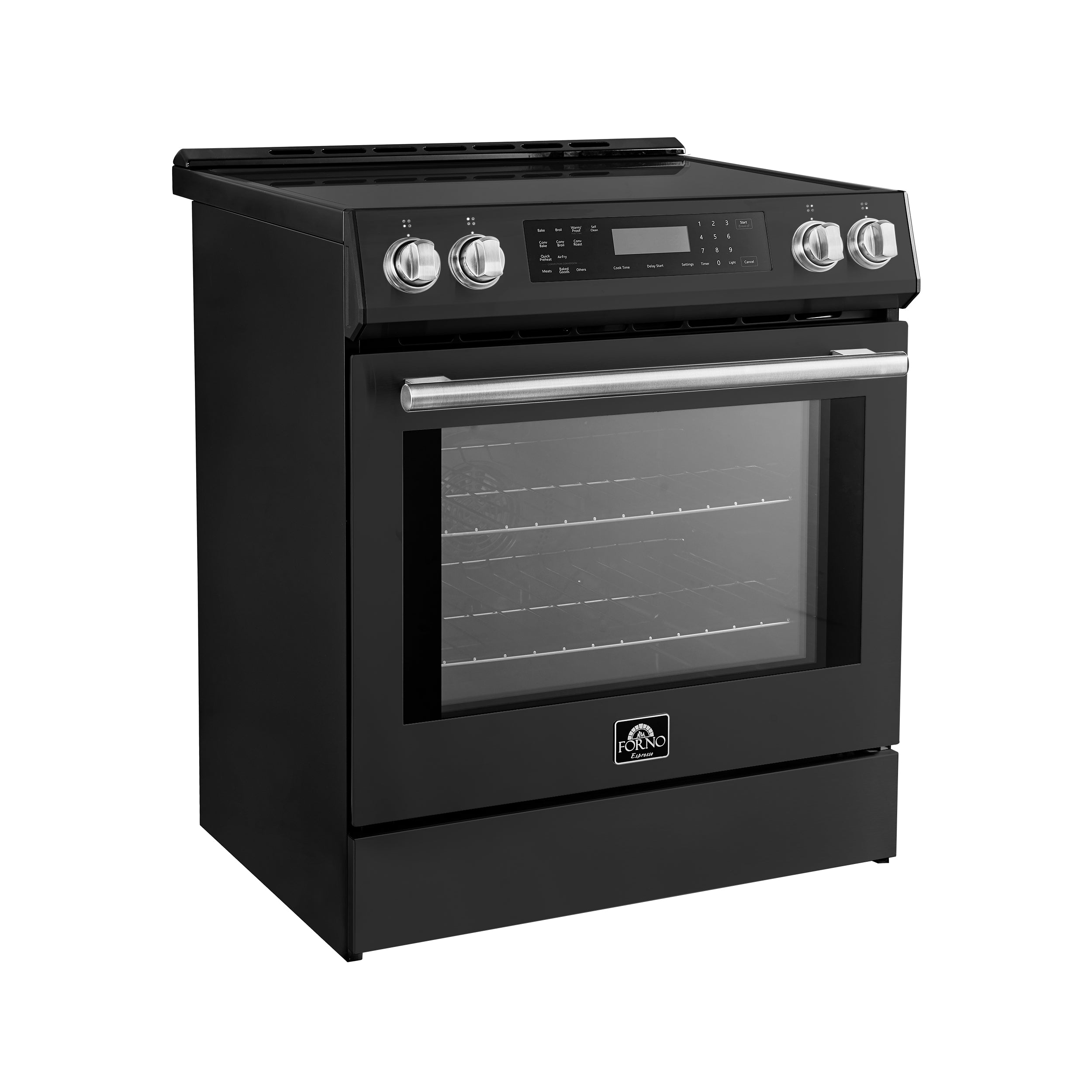 Forno Espresso Donatello 30 in. 5 cu. ft. 4-Burner Black Induction Range with Antique Brass Accents | FFSIN0905-30BLK