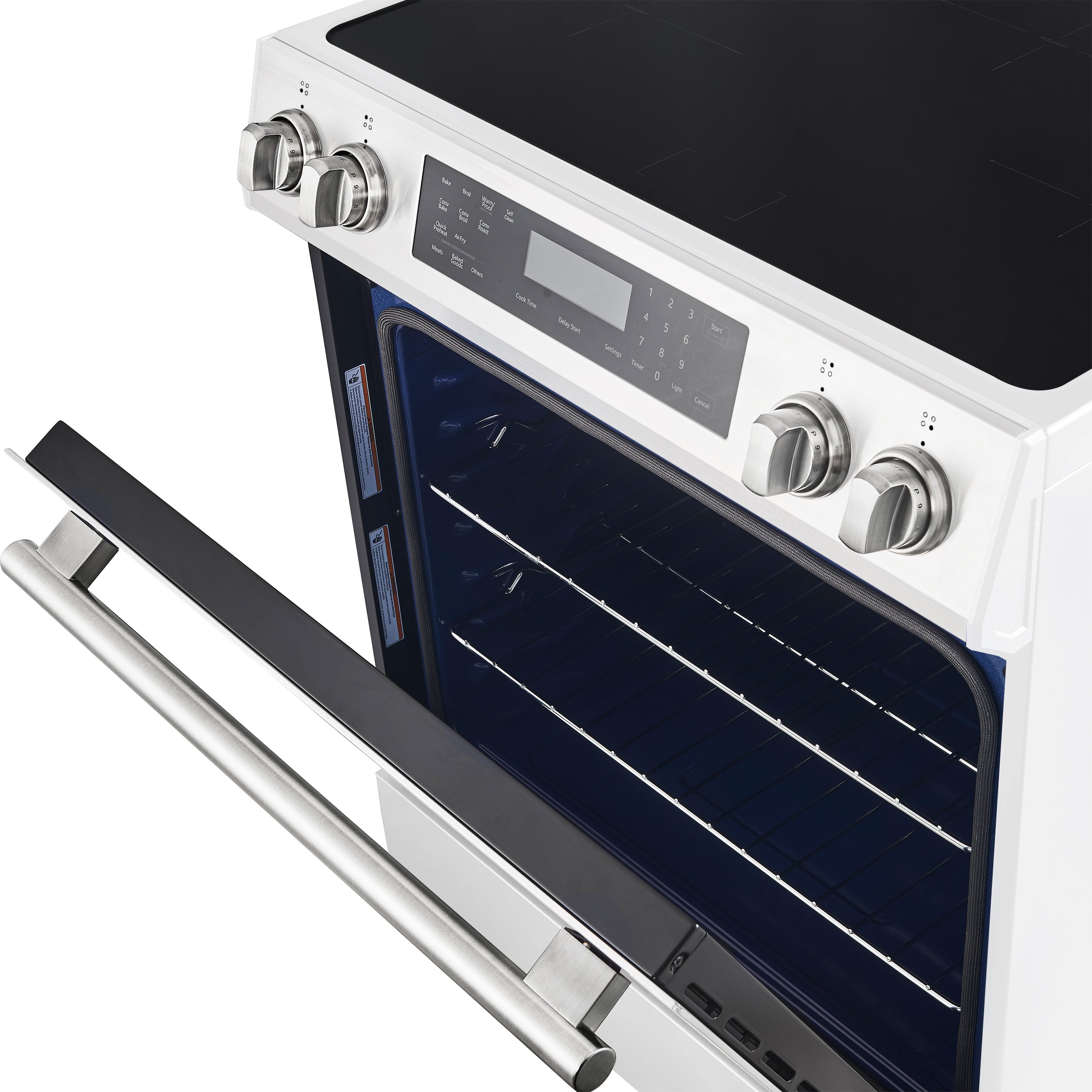 Forno Espresso Donatello 30 in. 5 cu. ft. 4-Burner White Induction Range with Antique Brass Accents | FFSIN0905-30WHT