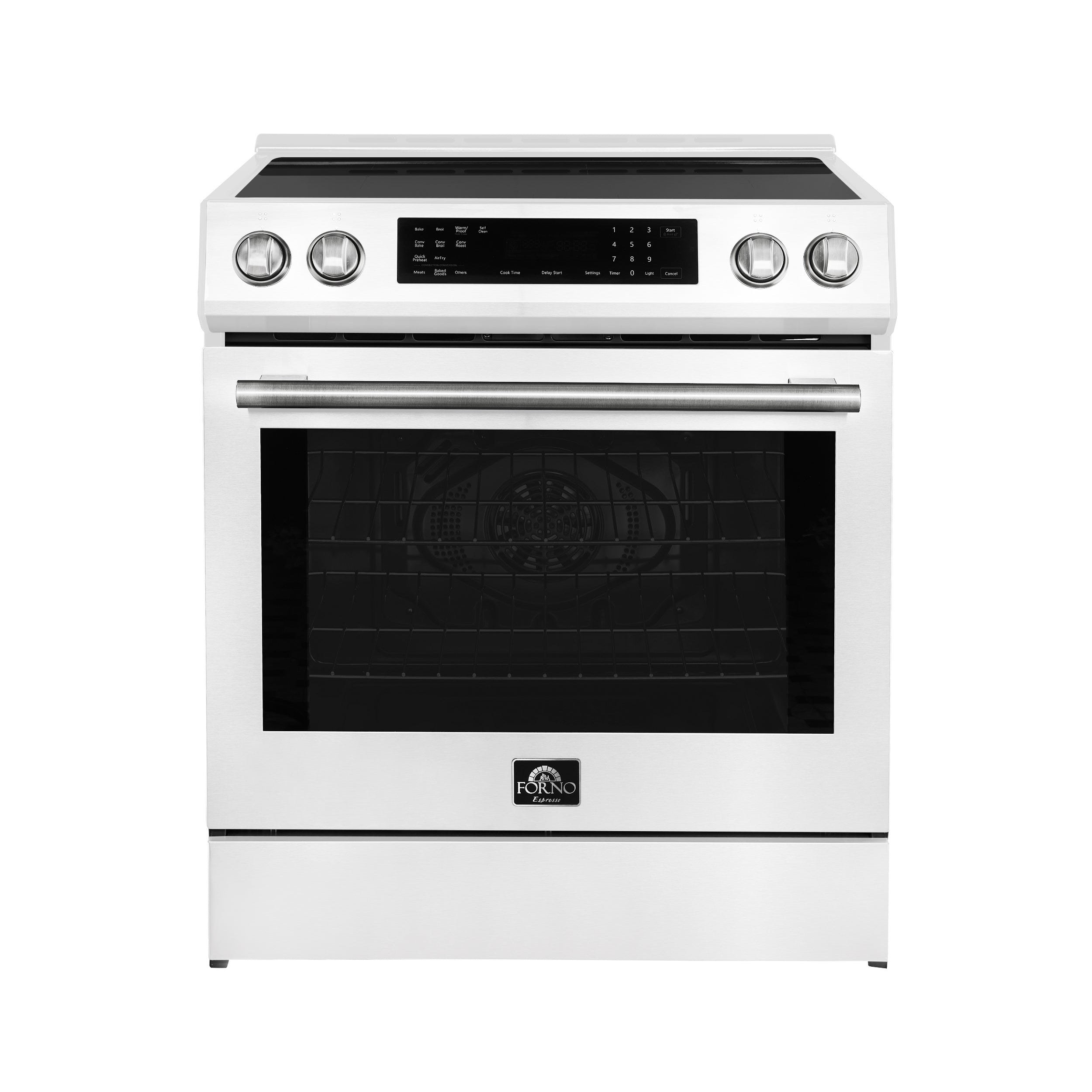 Forno Espresso Donatello 30 in. 5 cu. ft. 4-Burner White Induction Range with Antique Brass Accents | FFSIN0905-30WHT