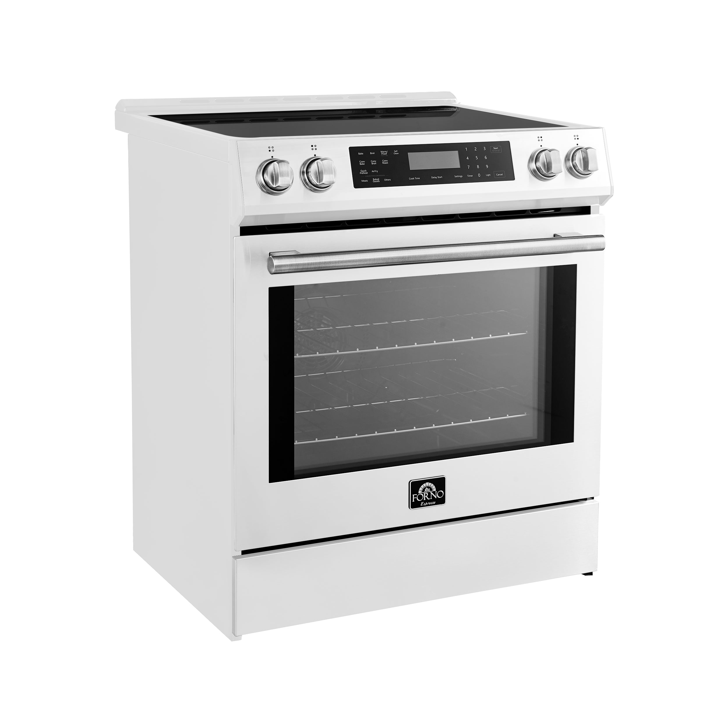 Forno Espresso Donatello 30 in. 5 cu. ft. 4-Burner White Induction Range with Antique Brass Accents | FFSIN0905-30WHT