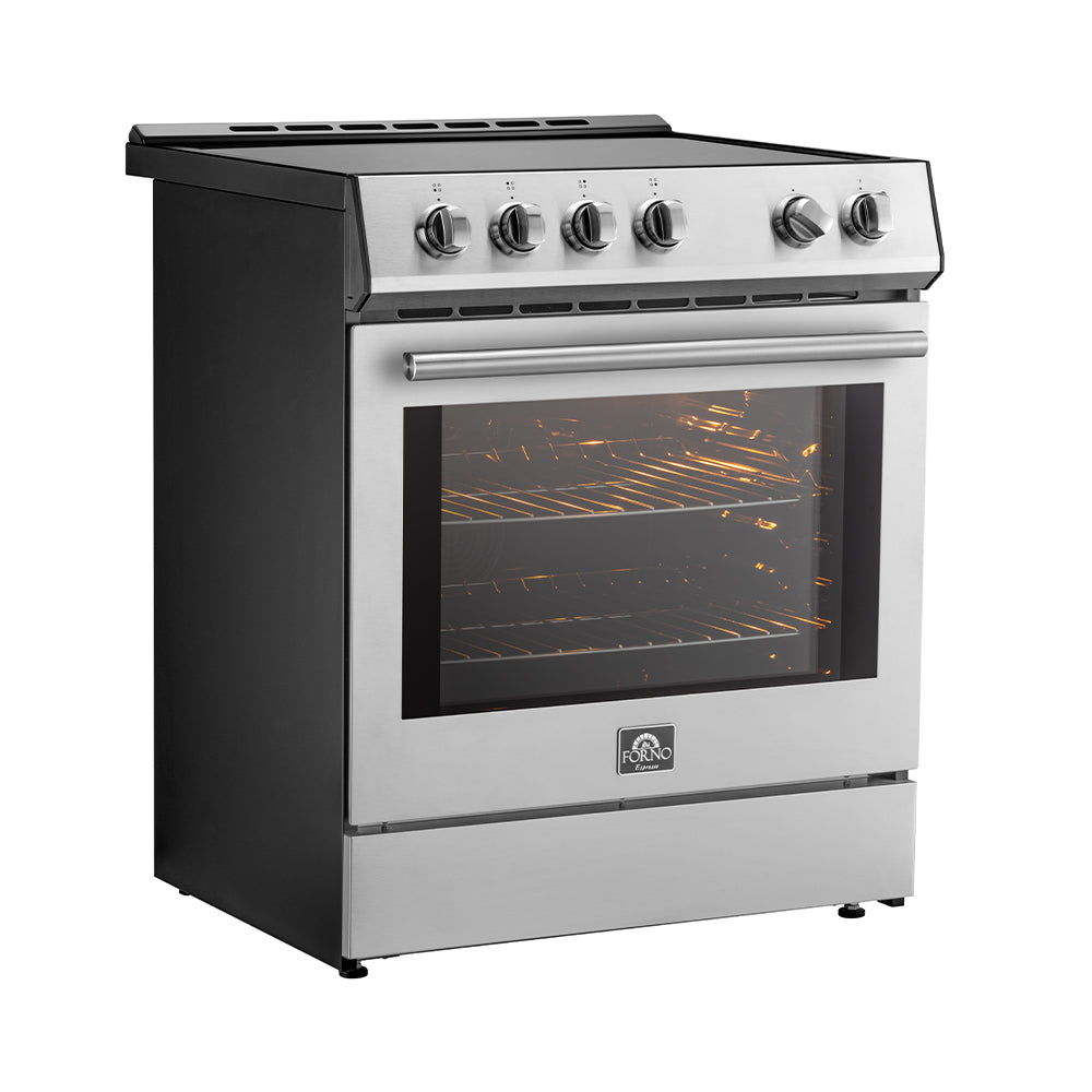 Forno Leonardo Espresso 30-Inch Slide-In Stainless Steel Induction Range, Convection Oven, 5 Cooking Zones