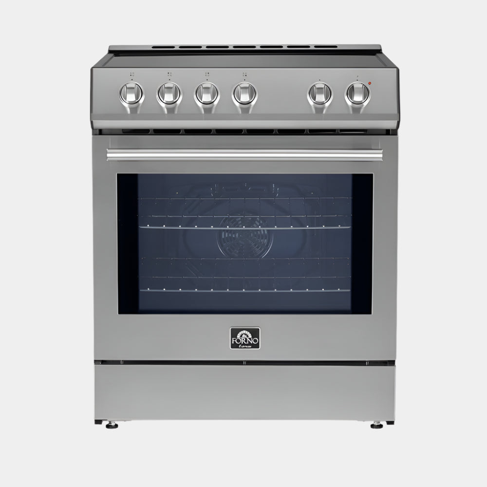 Forno Leonardo Espresso 30-Inch Slide-In Stainless Steel Induction Range, Convection Oven, 5 Cooking Zones