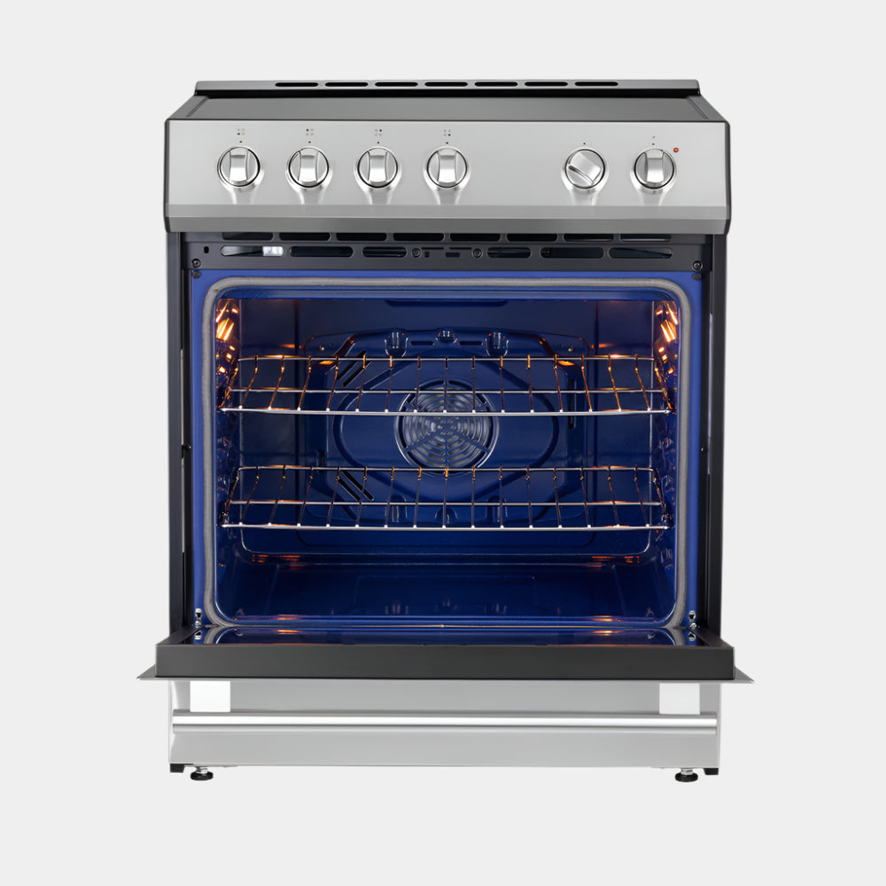 Forno Leonardo Espresso 30-Inch Slide-In Stainless Steel Induction Range, Convection Oven, 5 Cooking Zones