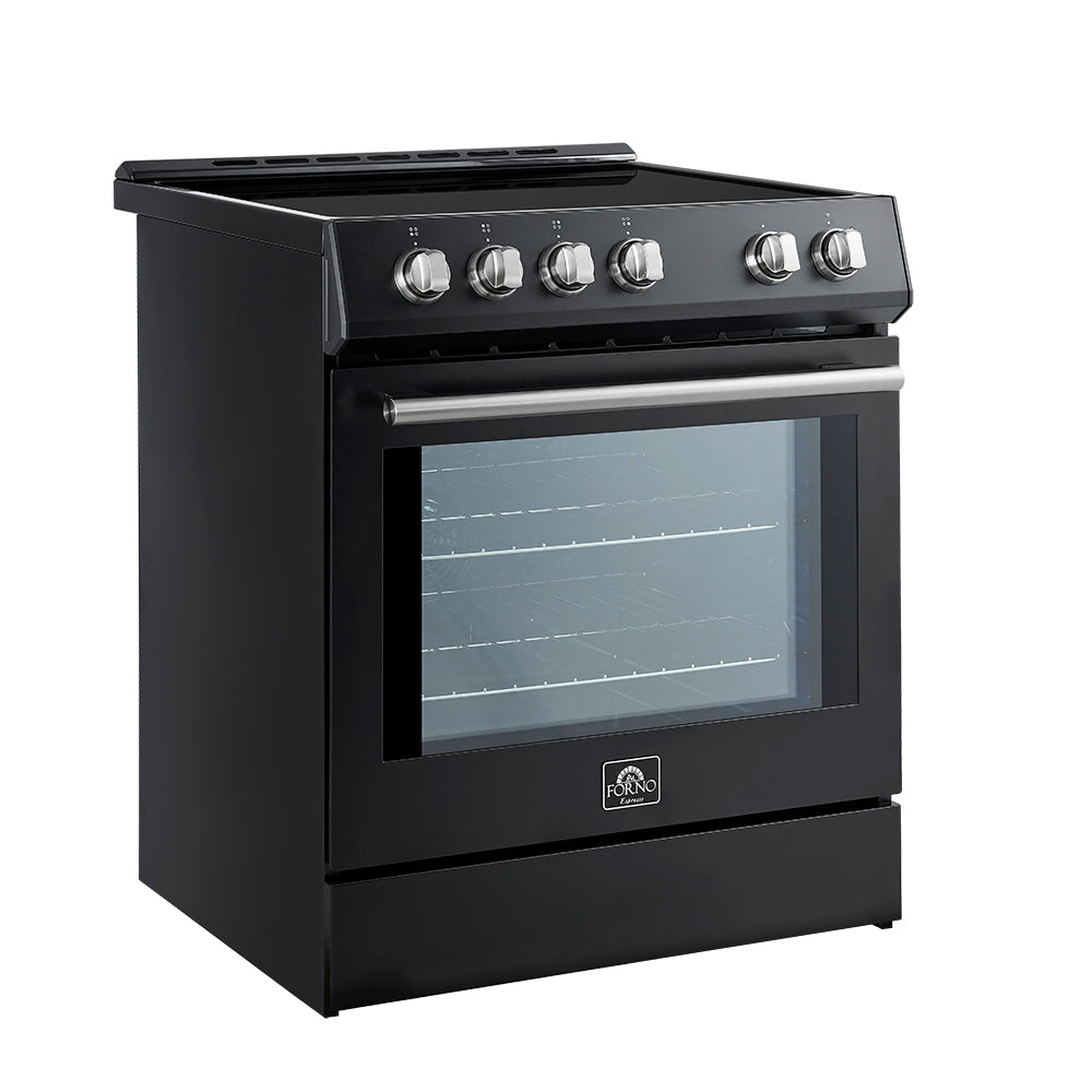 Forno Espresso Leonardo 30 in. 5 cu. ft. 4-Burner Black Induction Range with Antique Brass Accents | FFSIN0982-30BLK