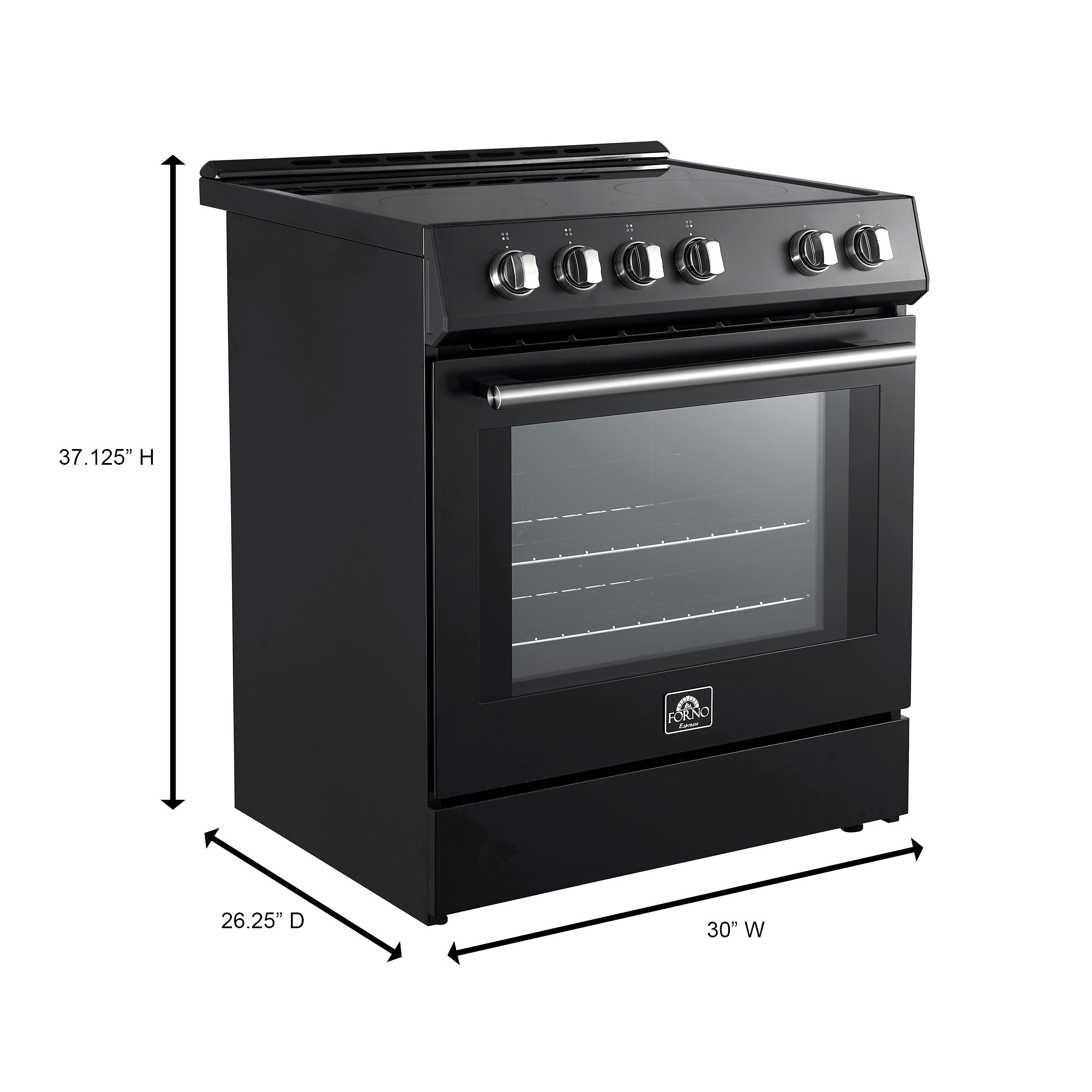Forno Espresso Leonardo 30 in. 5 cu. ft. 4-Burner Black Induction Range with Antique Brass Accents | FFSIN0982-30BLK