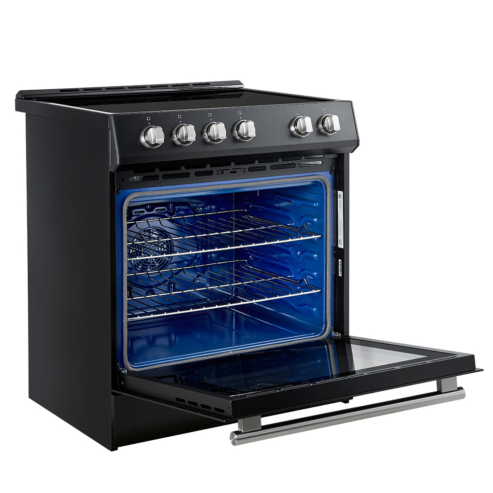 Forno Espresso Leonardo 30 in. 5 cu. ft. 4-Burner Black Induction Range with Antique Brass Accents | FFSIN0982-30BLK