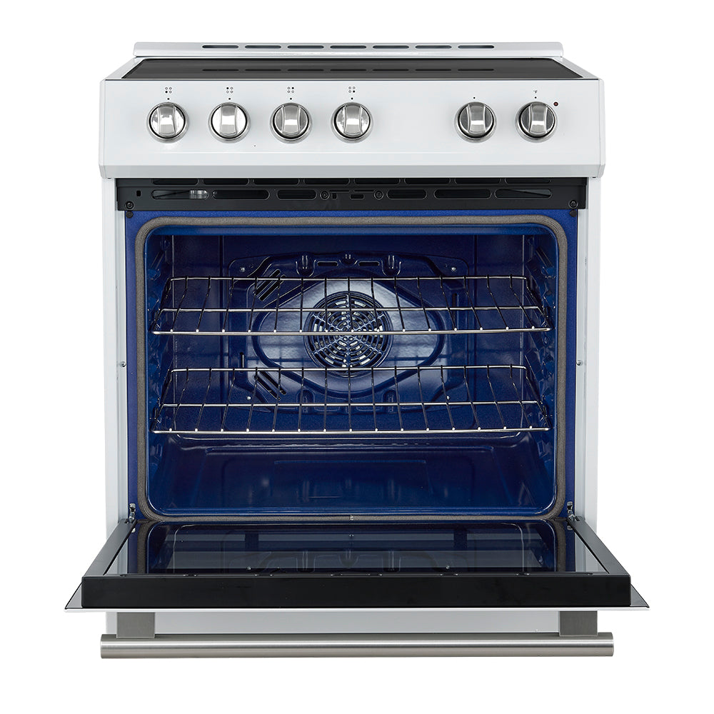 FORNO 2-Piece White Kitchen Bundle - 30" Induction Range and 31" Bottom Freezer Refrigerator