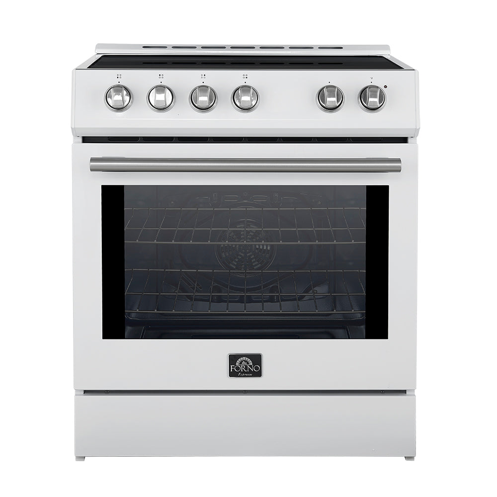 FORNO 2-Piece White Kitchen Bundle - 30" Induction Range and 31" Bottom Freezer Refrigerator
