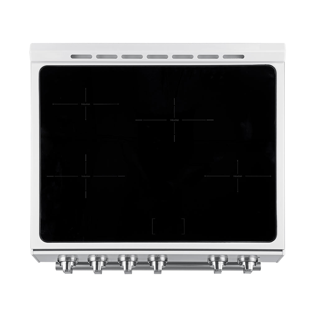 FORNO 2-Piece White Kitchen Bundle - 30" Induction Range and 31" Bottom Freezer Refrigerator