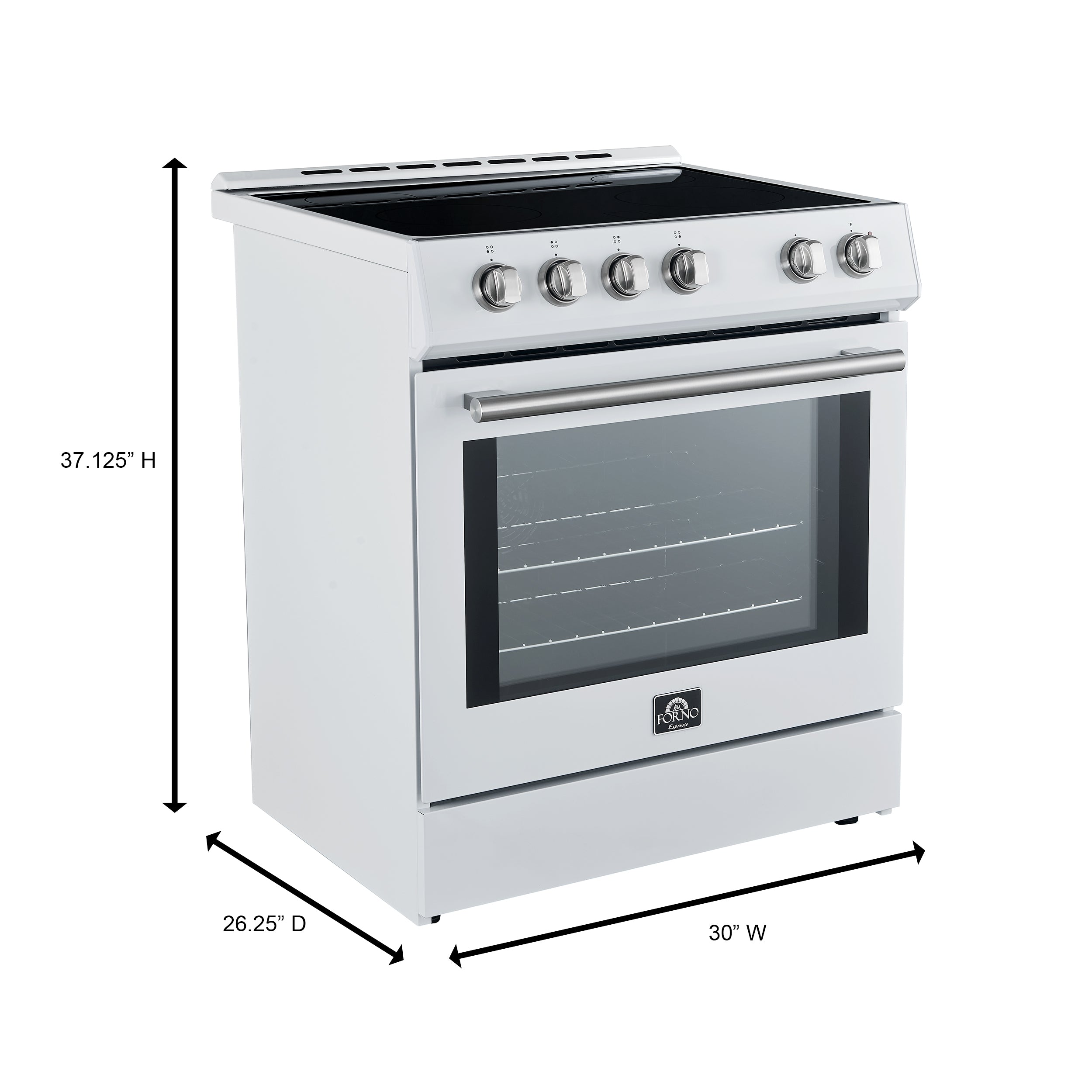 Forno Espresso Leonardo 30 in. 5 cu. ft. 4-Burner White Induction Range with Antique Brass Accents | FFSIN0982-30WHT