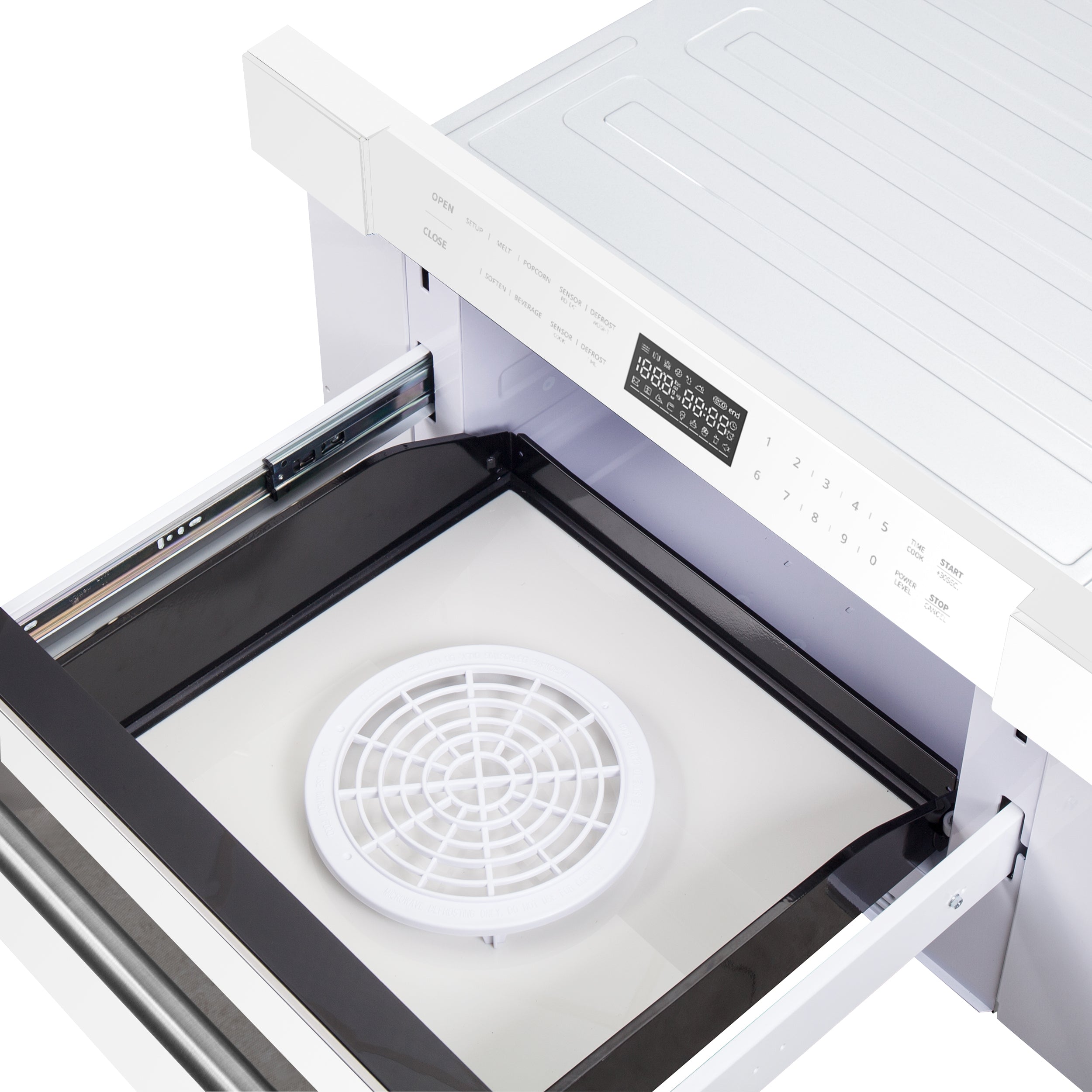 Forno Capoliveri Espresso 30-Inch Microwave Drawer, White, 1.2 cu.ft, 1500 Watts, Built-In, Touch Control LCD Display, Auto-Touch Open/Close, 11 Power Levels, Sensor Cooking