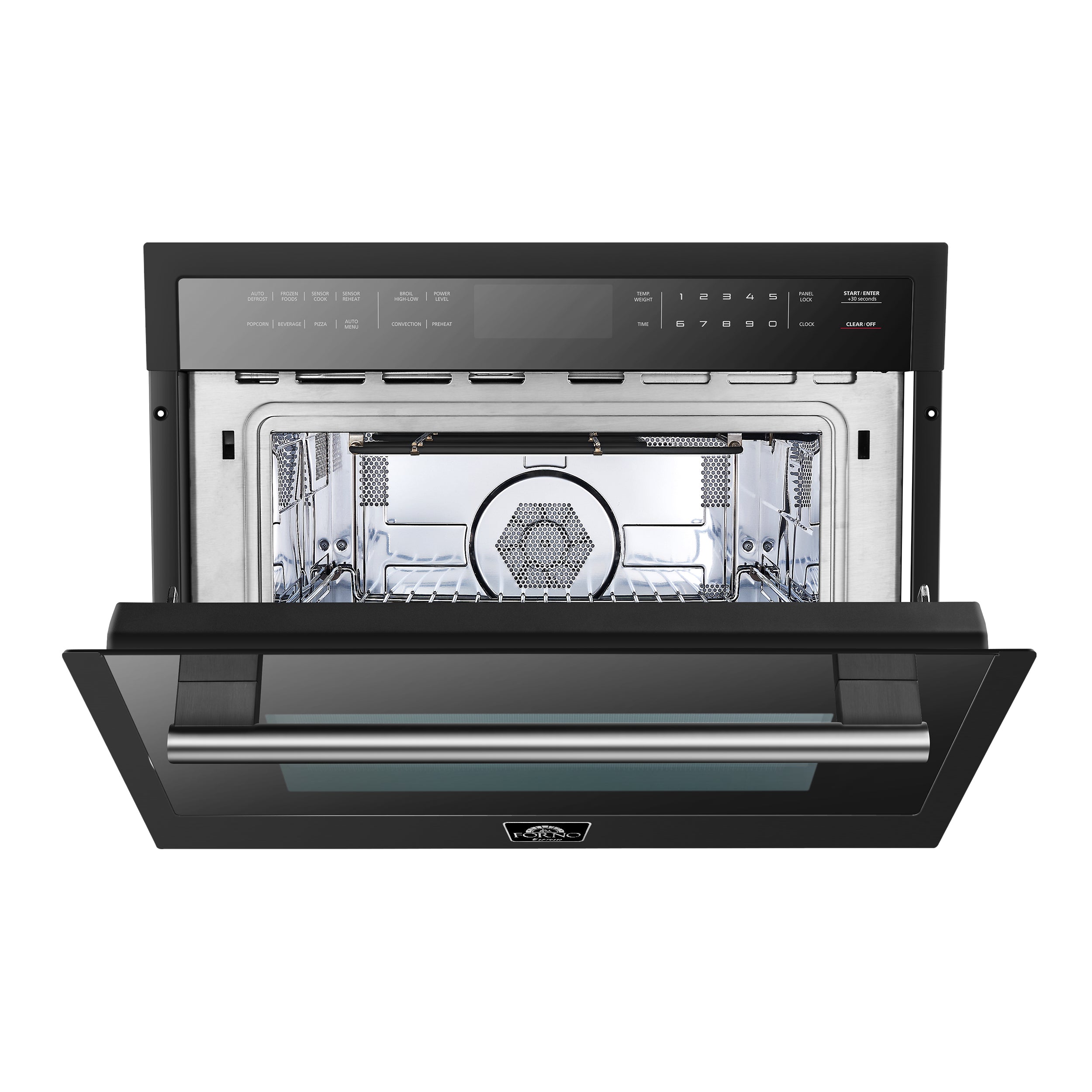 Forno Espresso Oliena 24 in. 1.6 cu.ft Black Built-In Microwave Oven with Antique Brass Accents | FMWDR3093-24BLK