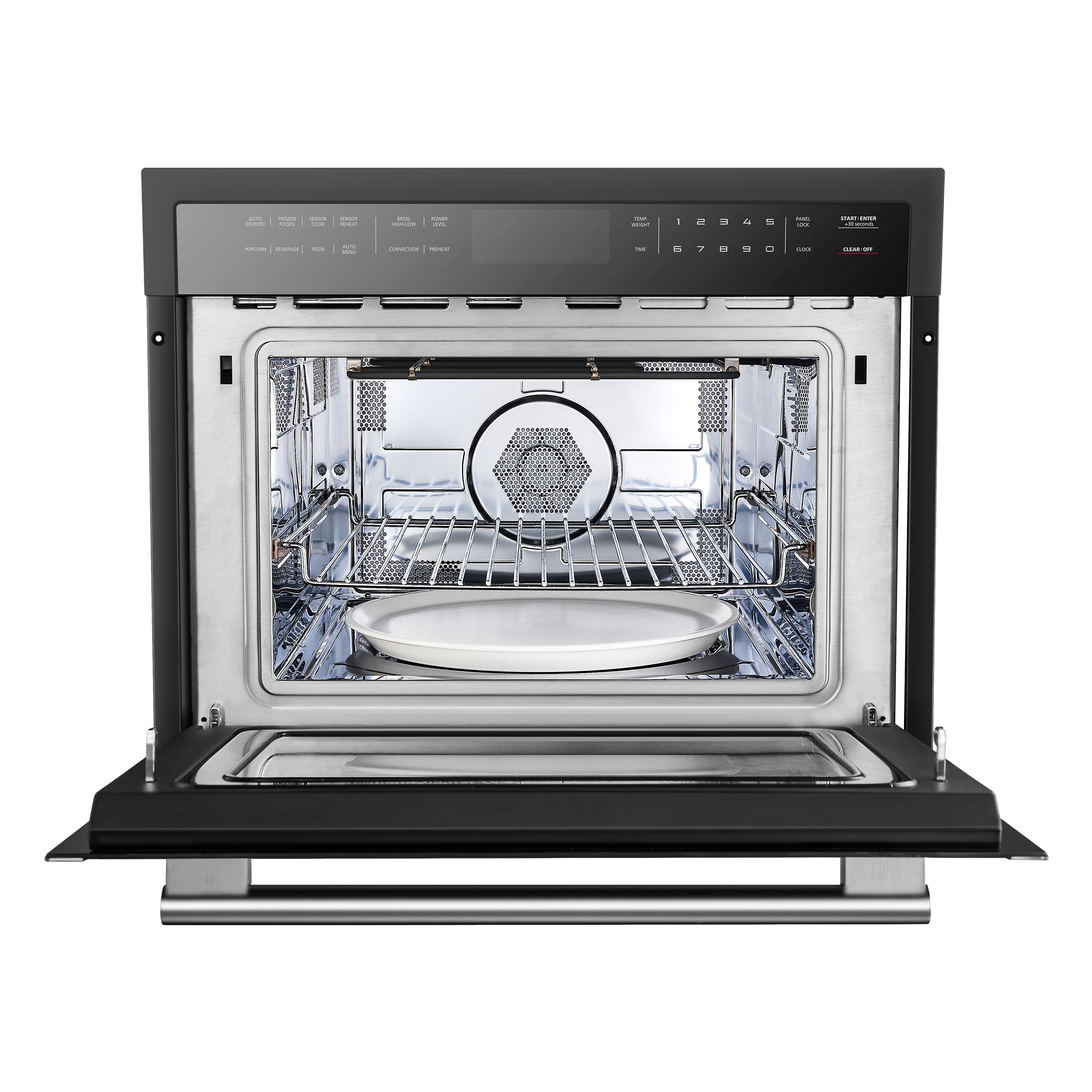 Forno Espresso Oliena 24 in. 1.6 cu.ft Black Built-In Microwave Oven with Antique Brass Accents | FMWDR3093-24BLK