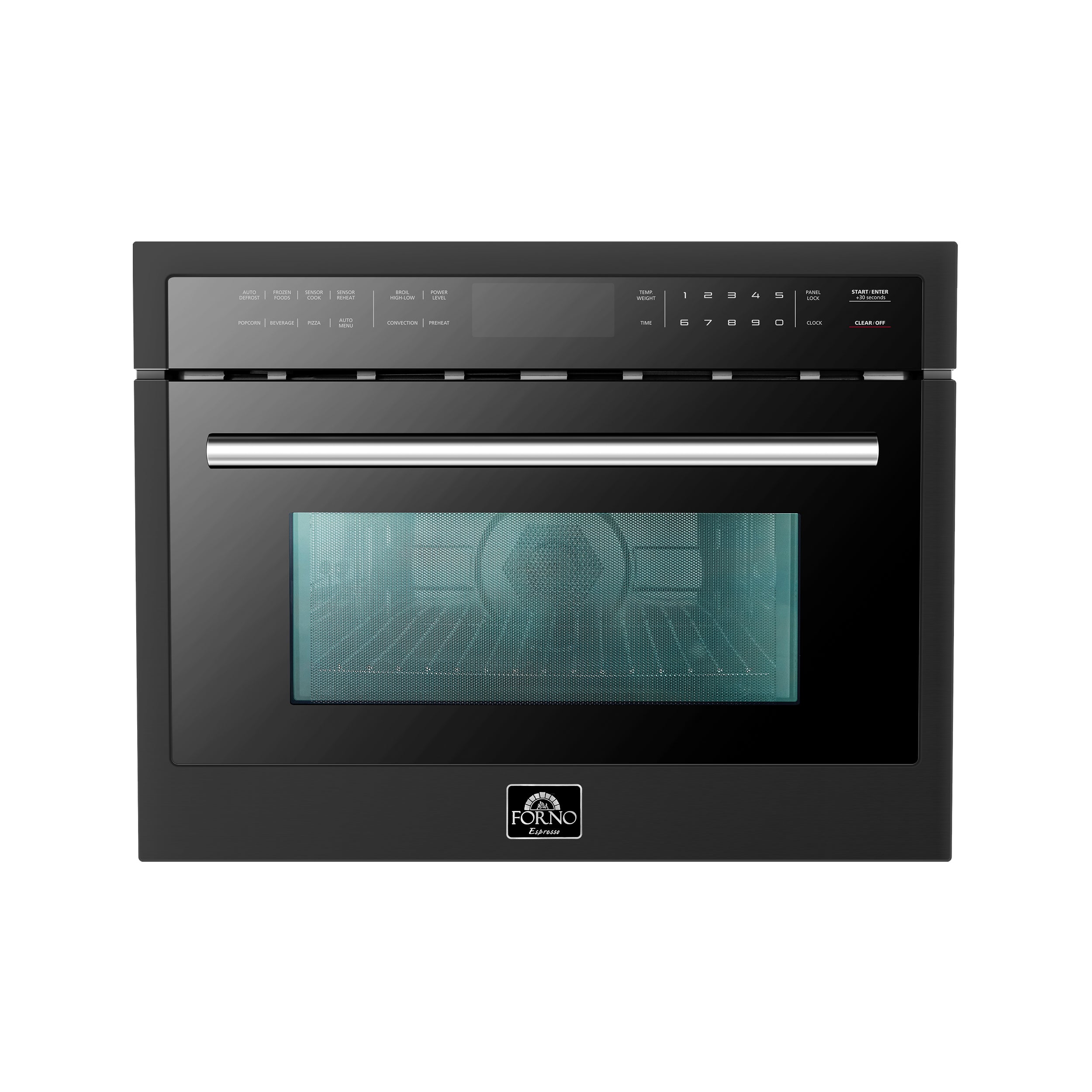 Forno Espresso Oliena 24 in. 1.6 cu.ft Black Built-In Microwave Oven with Antique Brass Accents | FMWDR3093-24BLK