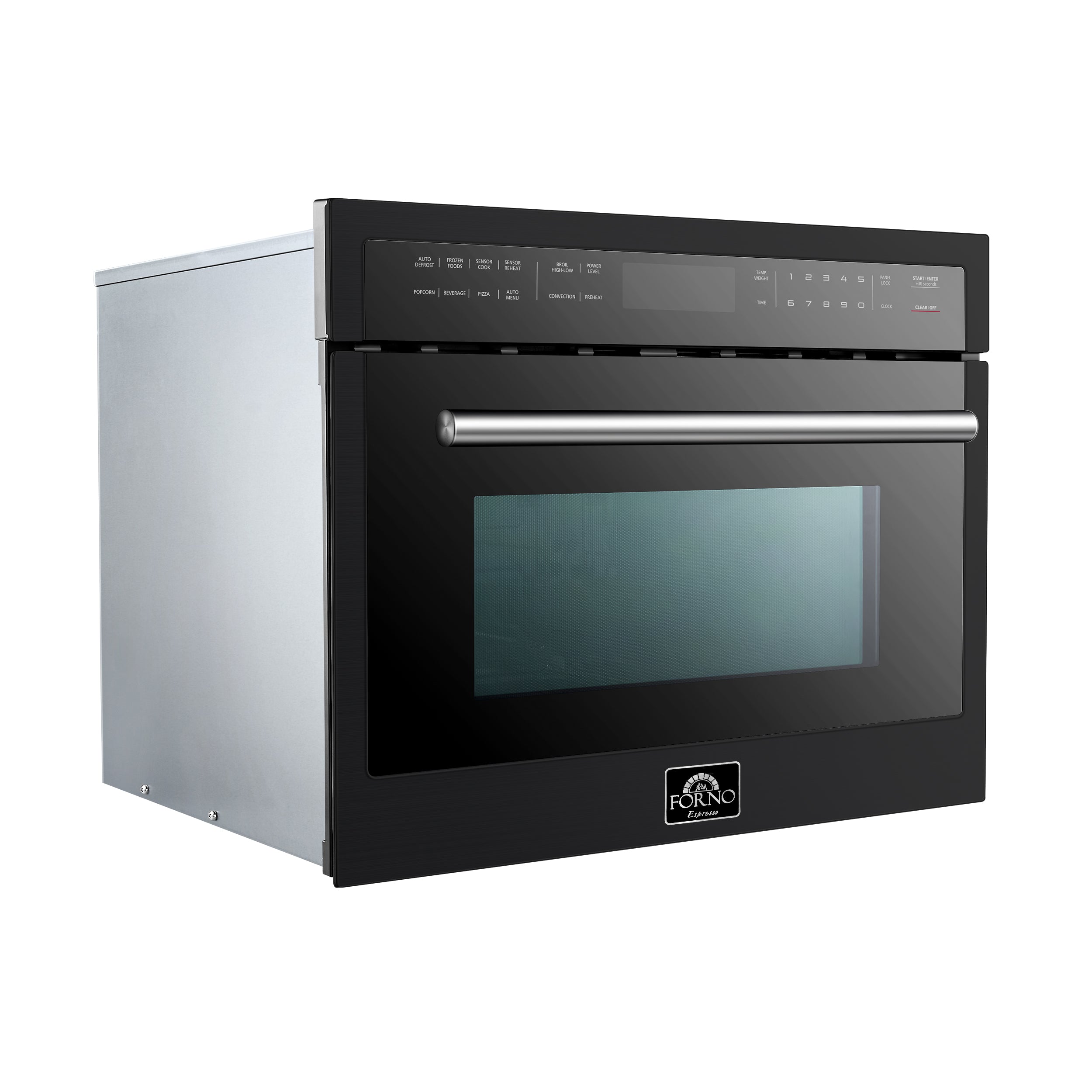 Forno Espresso Oliena 24 in. 1.6 cu.ft Black Built-In Microwave Oven with Antique Brass Accents | FMWDR3093-24BLK
