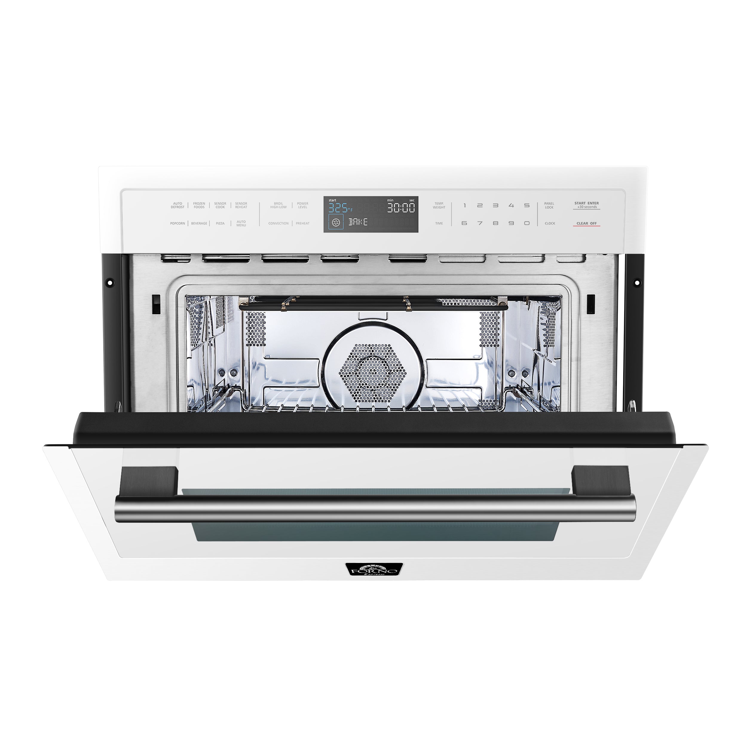 Forno Espresso Oliena 24 in. 1.6 cu.ft White Built-In Microwave Oven with Antique Brass Accents | FMWDR3093-24WHT