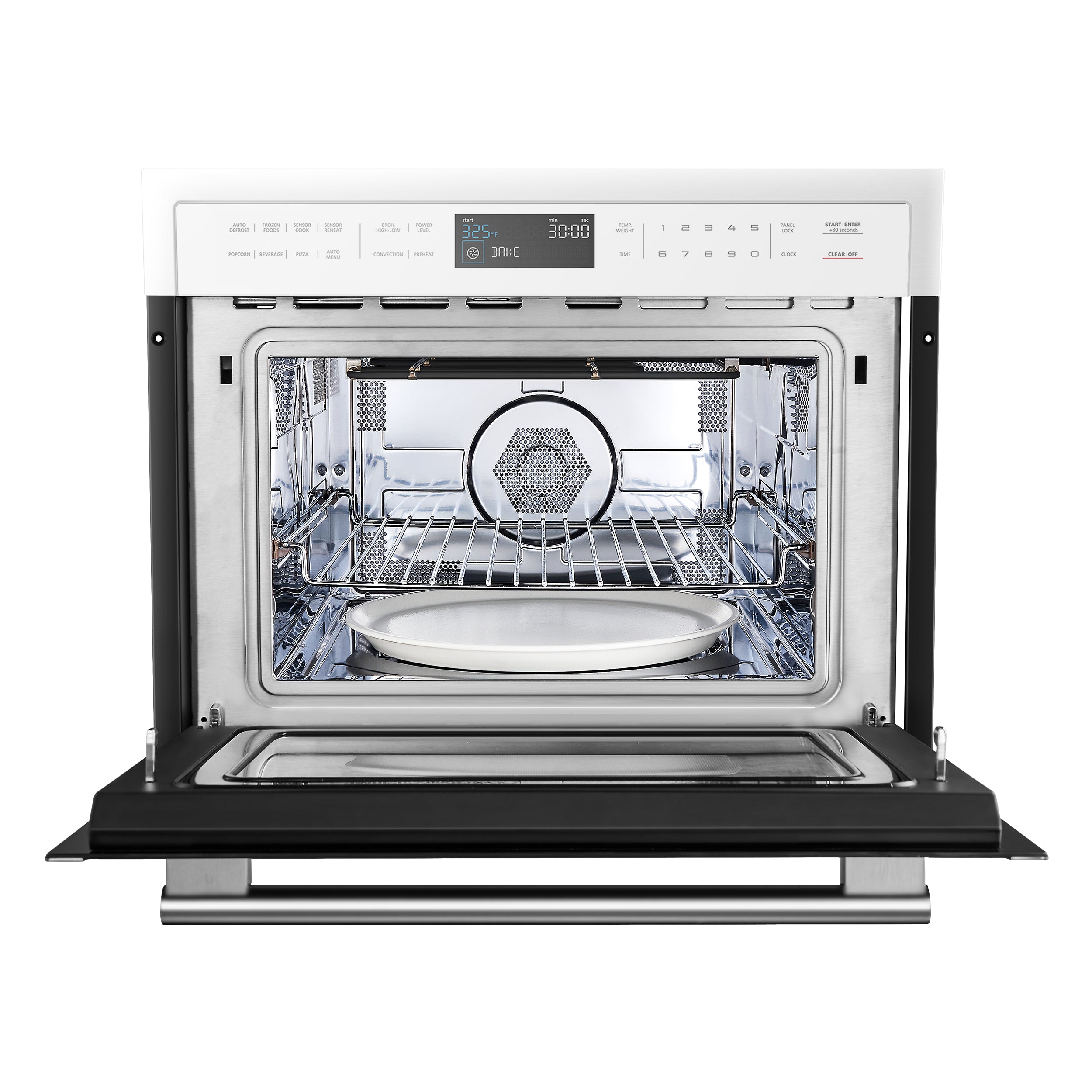 Forno Espresso Oliena 24 in. 1.6 cu.ft White Built-In Microwave Oven with Antique Brass Accents | FMWDR3093-24WHT