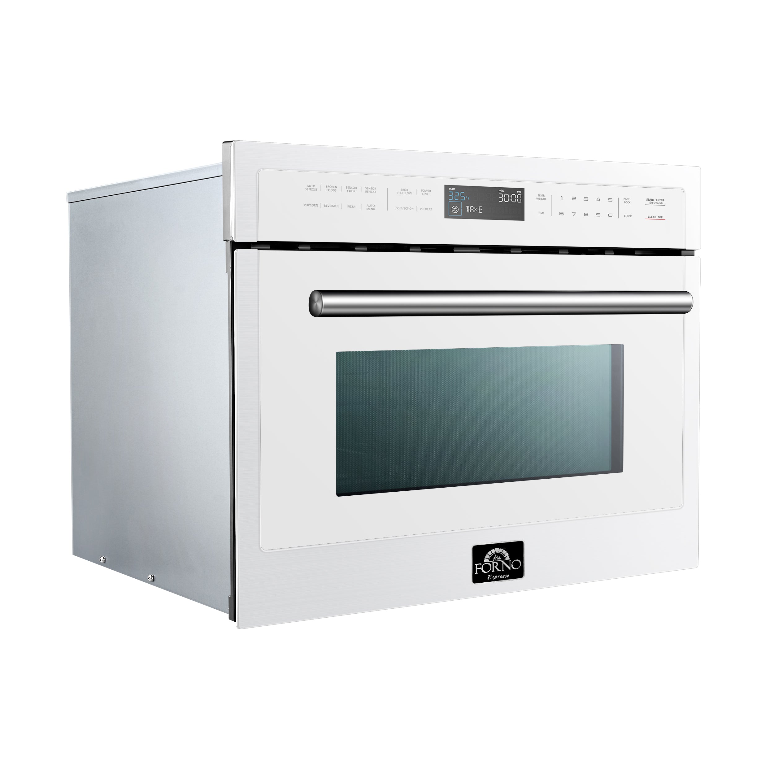 Forno Espresso Oliena 24 in. 1.6 cu.ft White Built-In Microwave Oven with Antique Brass Accents | FMWDR3093-24WHT