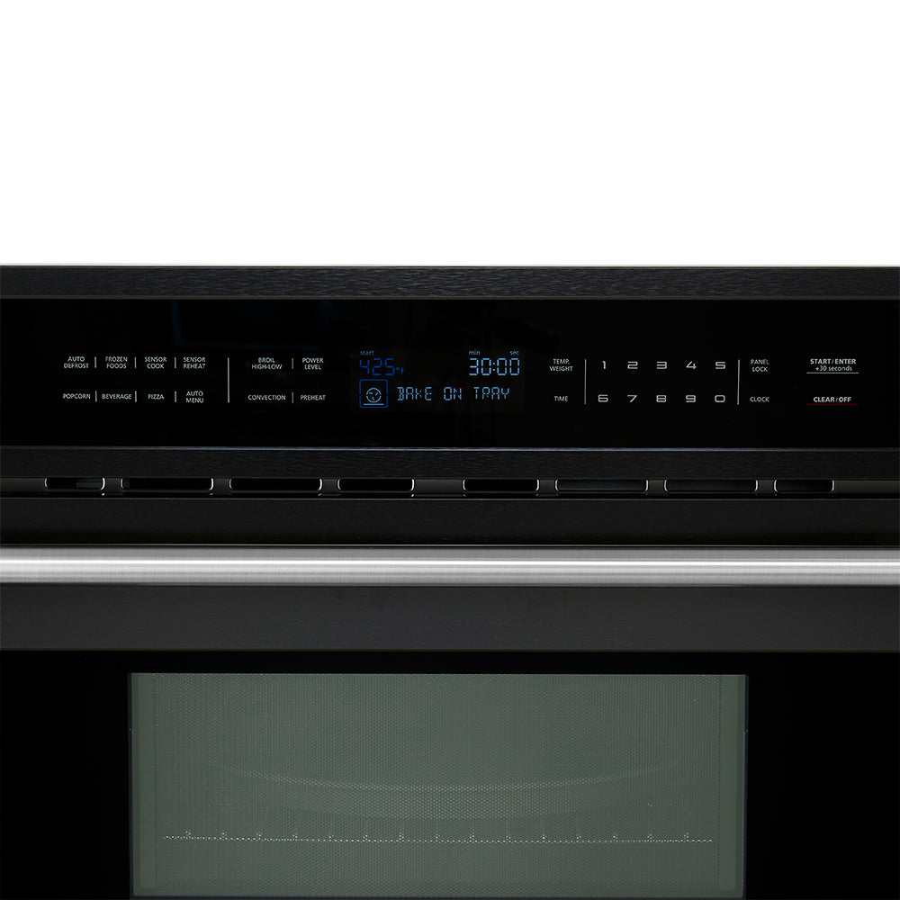 Forno Espresso Oliena 30 in. 1.6 cu.ft Black Built-In Microwave Oven with Antique Brass Accents | FMWDR3093-30BLK