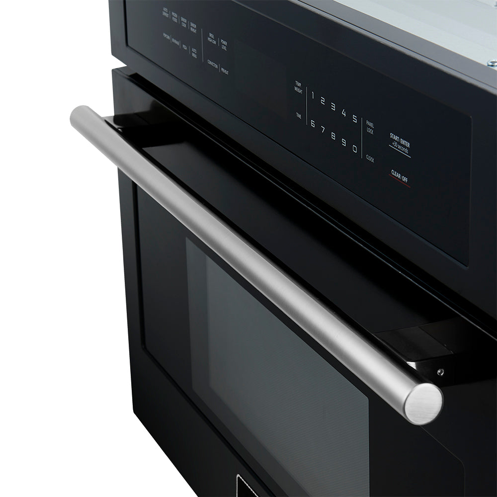 Forno Espresso Oliena 30 in. 1.6 cu.ft Black Built-In Microwave Oven with Antique Brass Accents | FMWDR3093-30BLK
