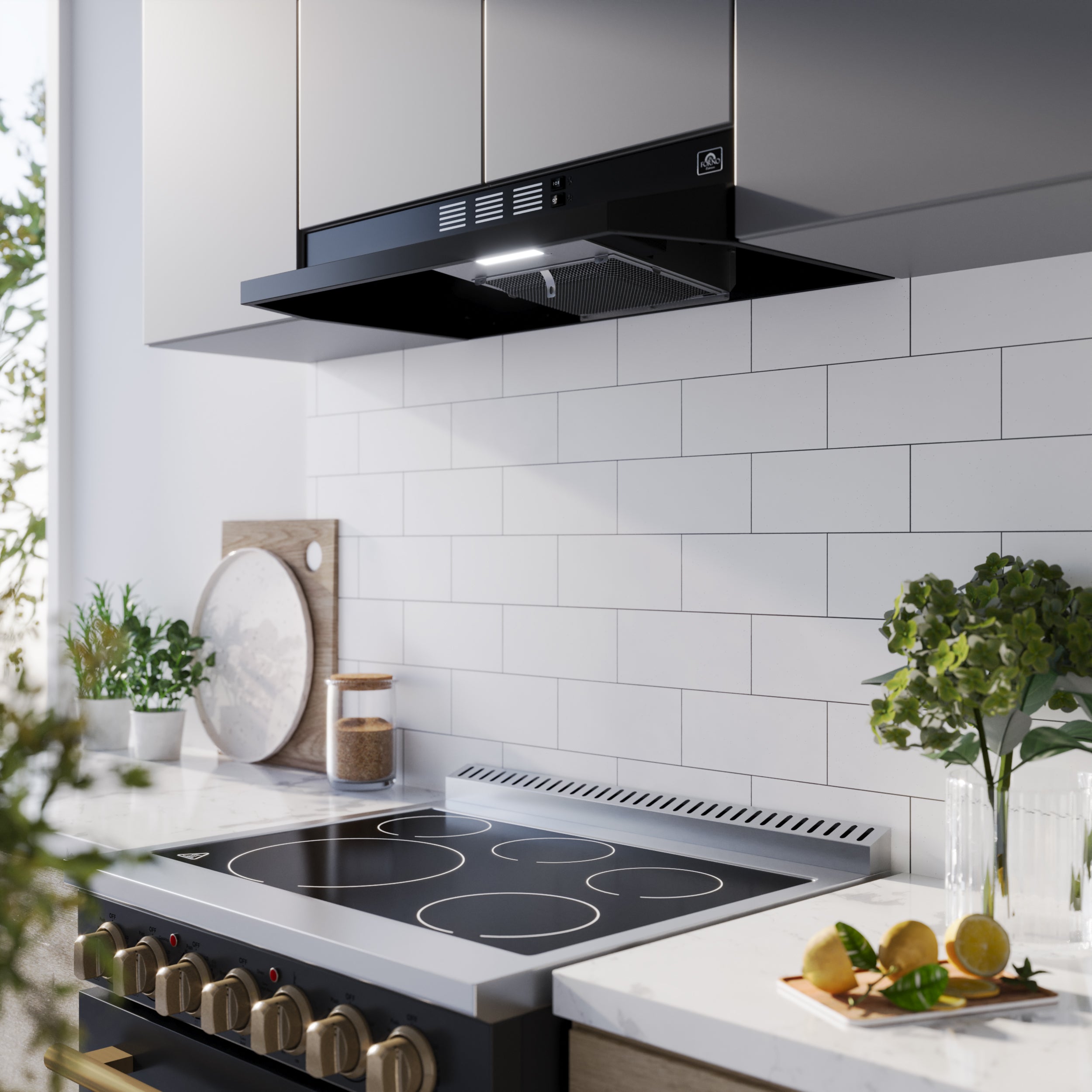 Forno Cappa 30 in. 200 CFM Black Convertible Under Cabinet Range Hood | FRHUC5200-30BLK