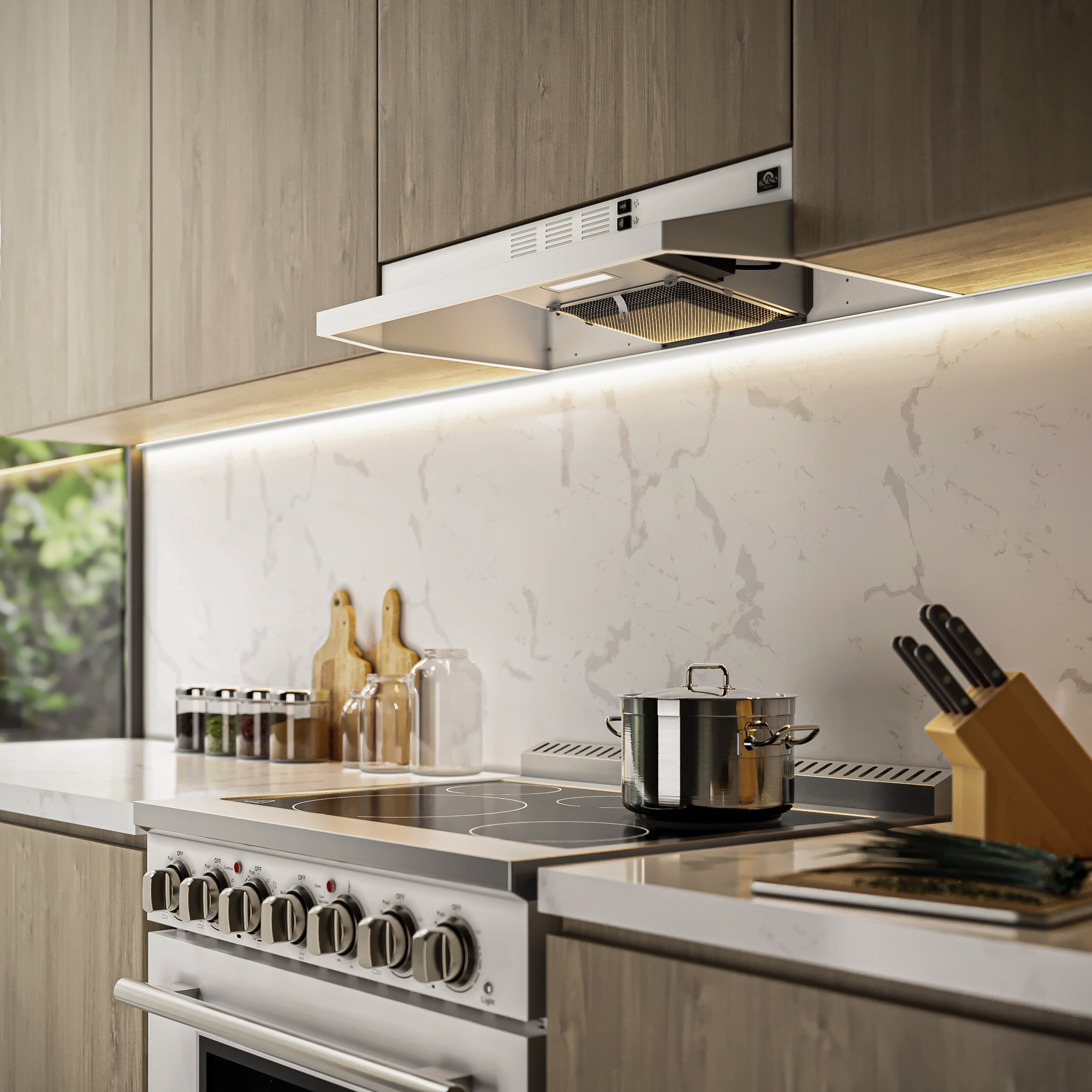 Forno Cappa 30 in. 200 CFM White Convertible Under Cabinet Range Hood | FRHUC5200-30WHT