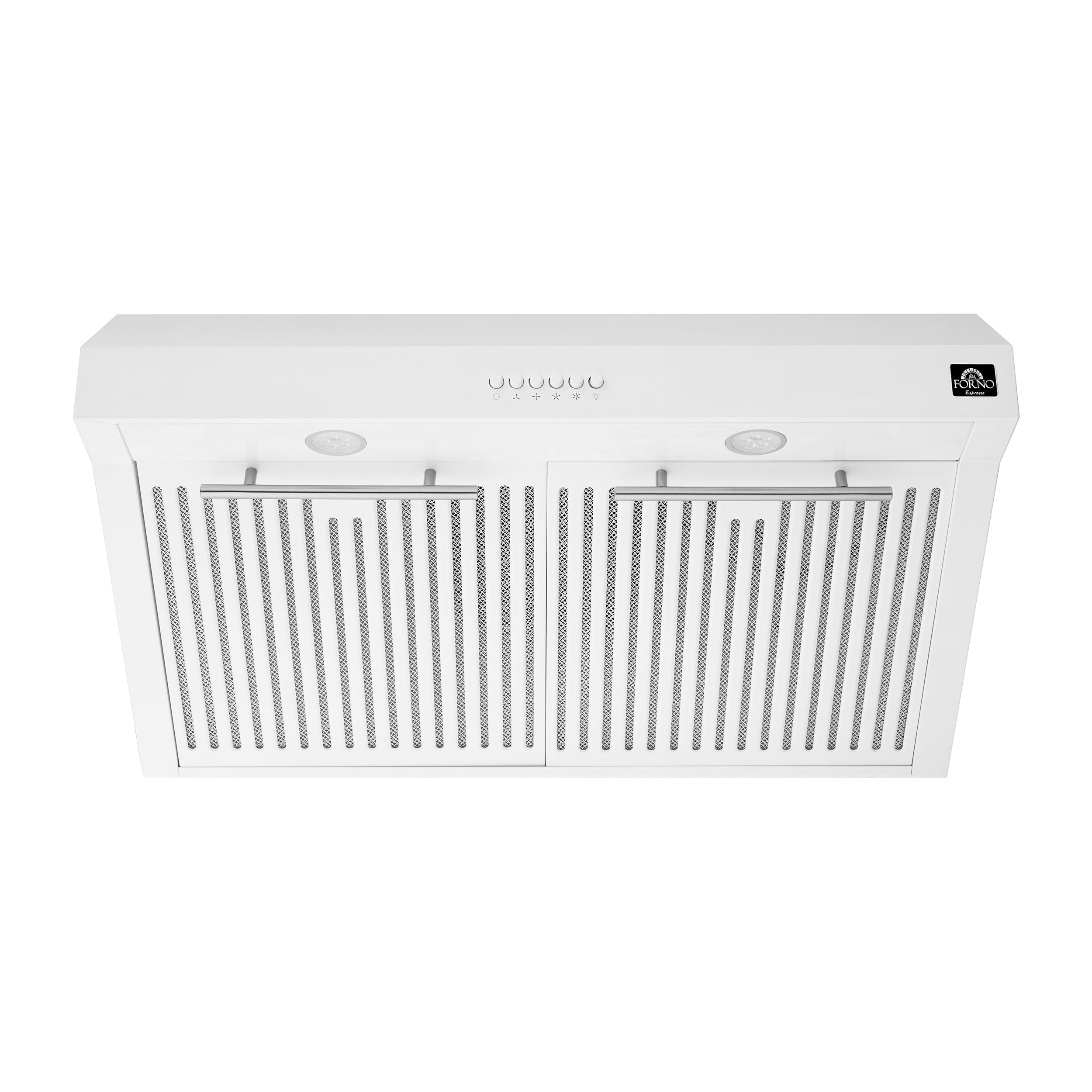 Forno Espresso Bari 30 in. 400 CFM White Under-Counter Range Hood with Antique Brass Accents | FRHUC5255-30WHT