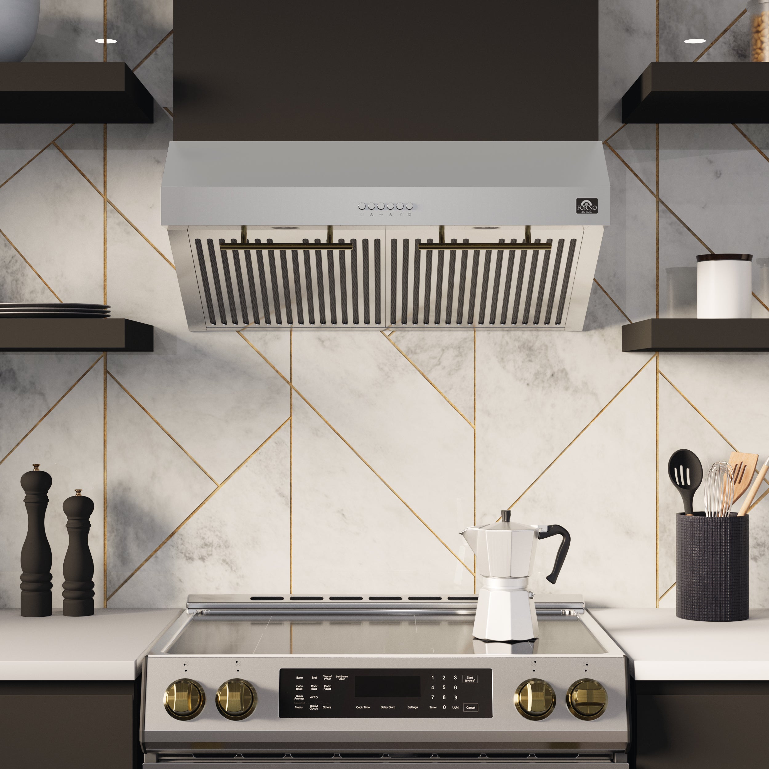 Forno Kitchen Package - 30" Electric Range, 31" Refrigerator and Range Hood; Stainless Steel | FBDL-001-01US